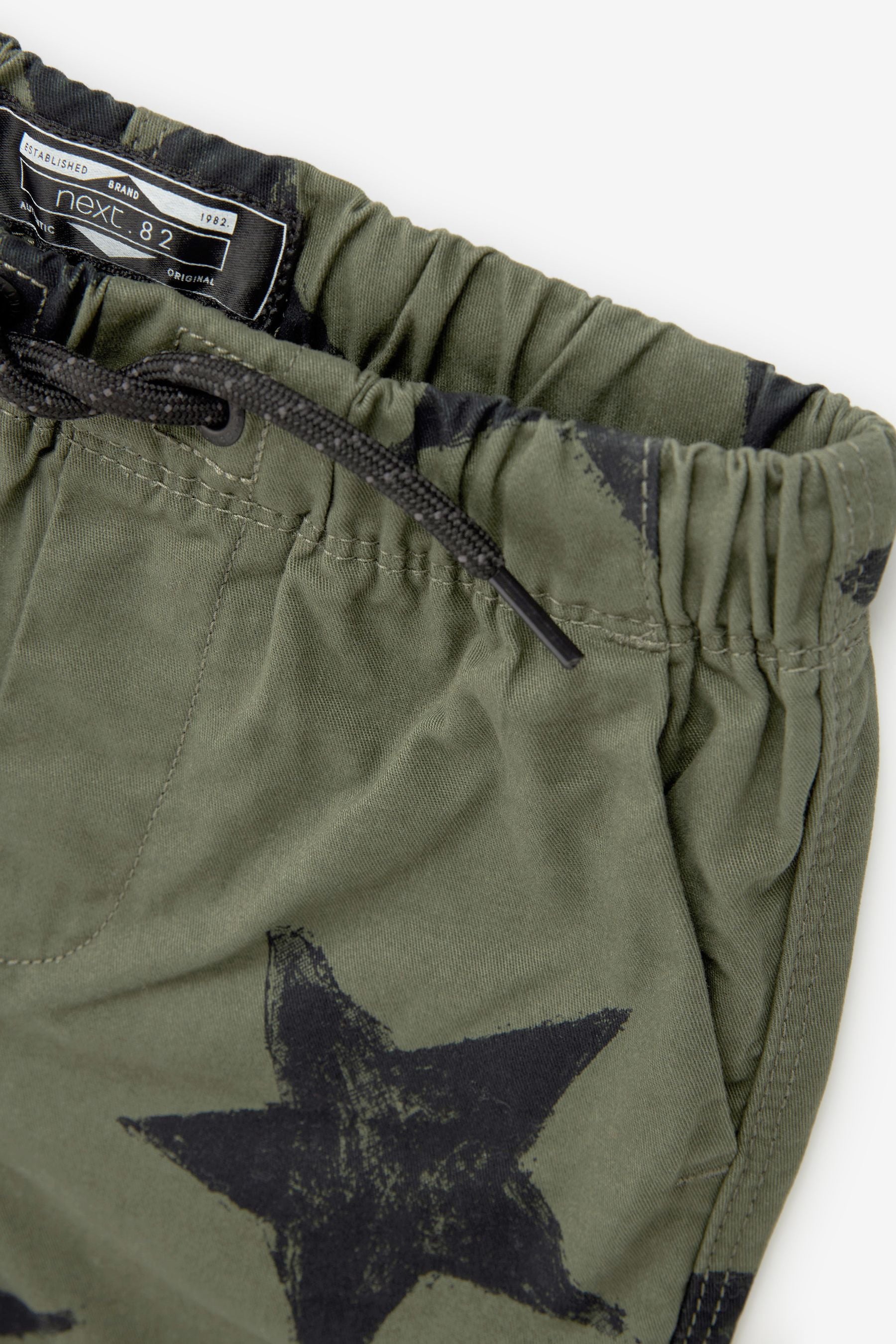 Khaki Green Star Pull-On Shorts (3mths-7yrs)