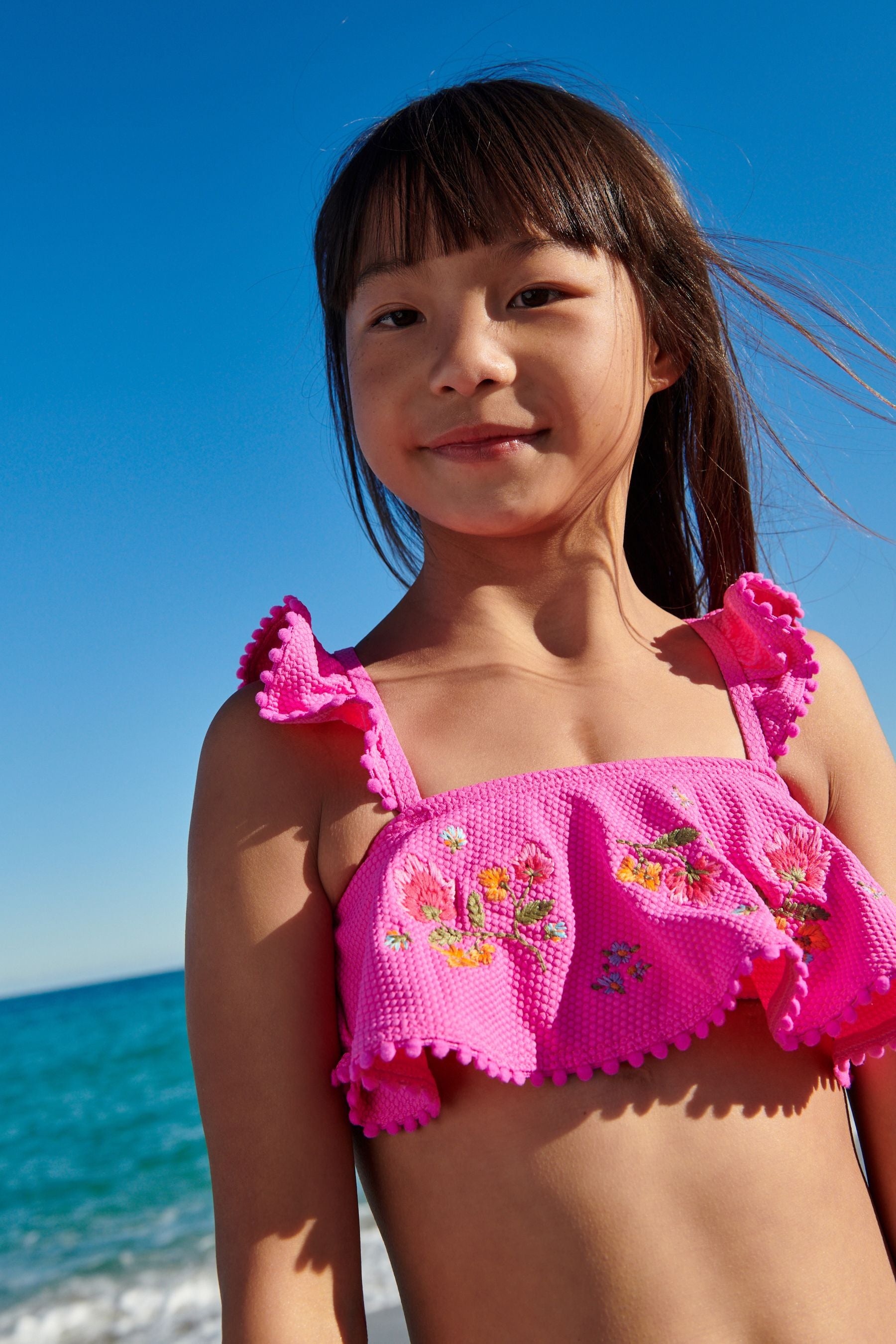 Pink Embroidered Bikini Set (3-16yrs)