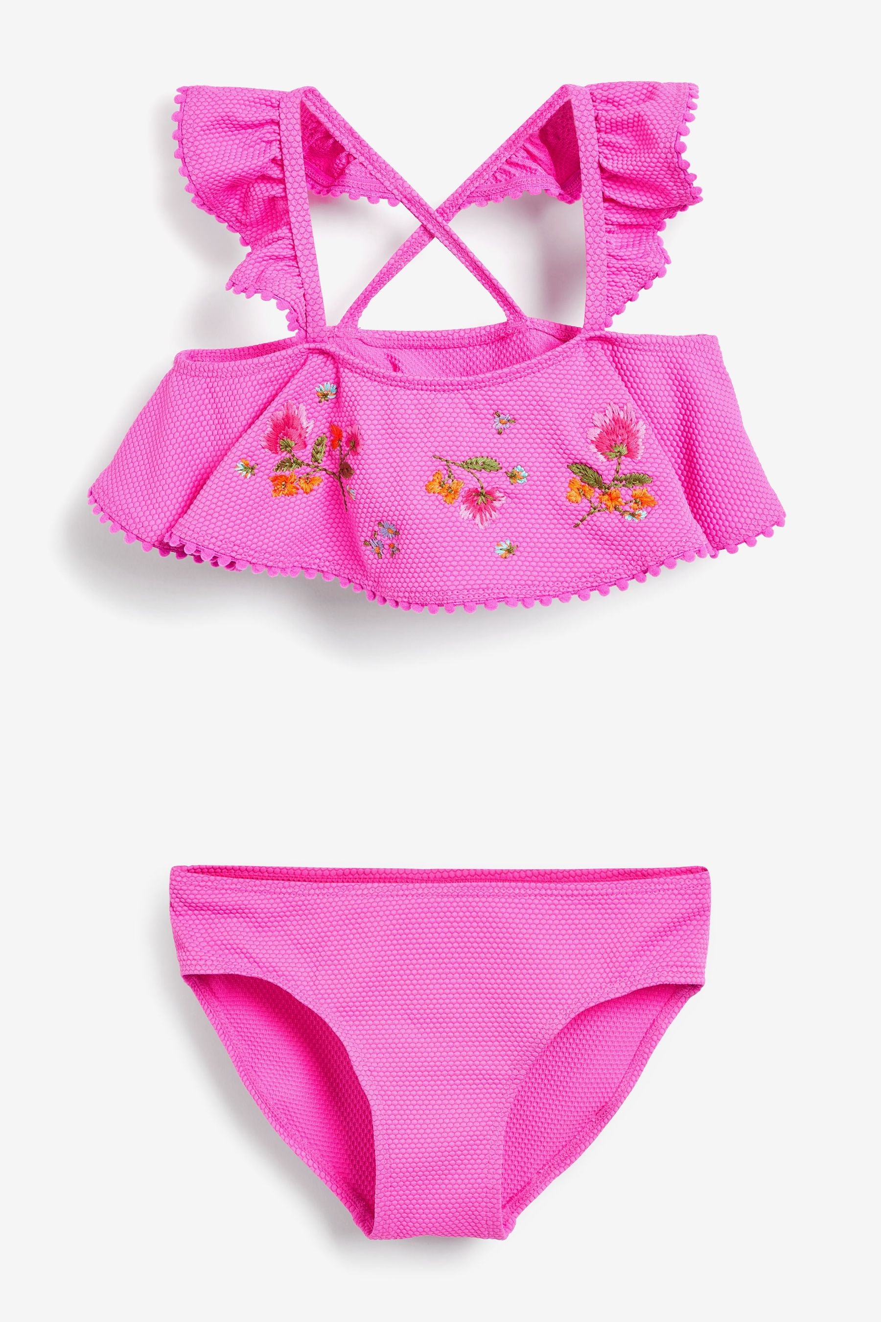 Pink Embroidered Bikini Set (3-16yrs)