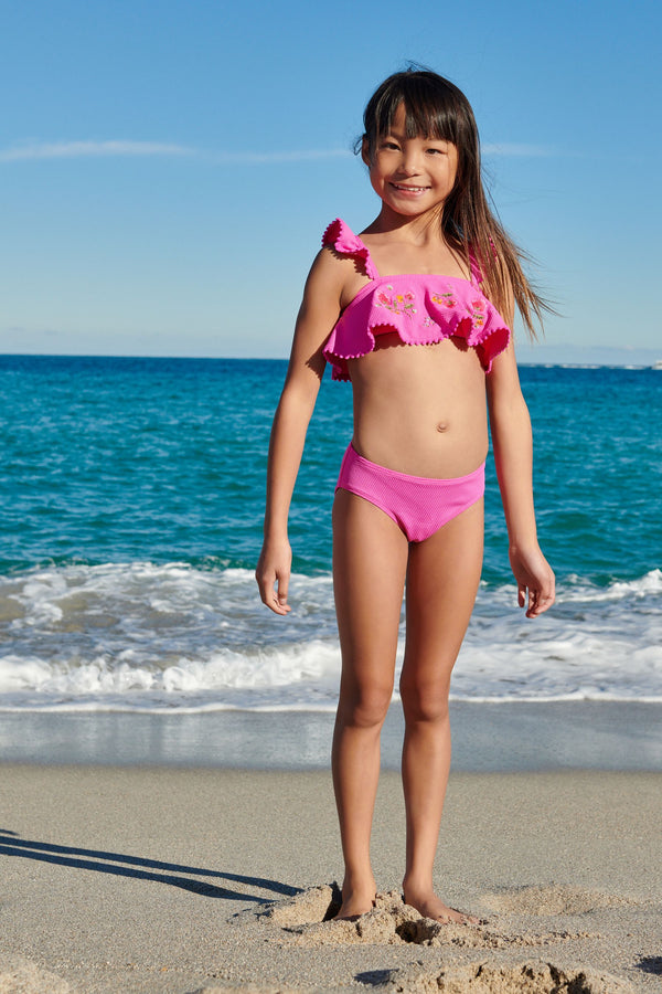 Pink Embroidered Bikini Set (3-16yrs)