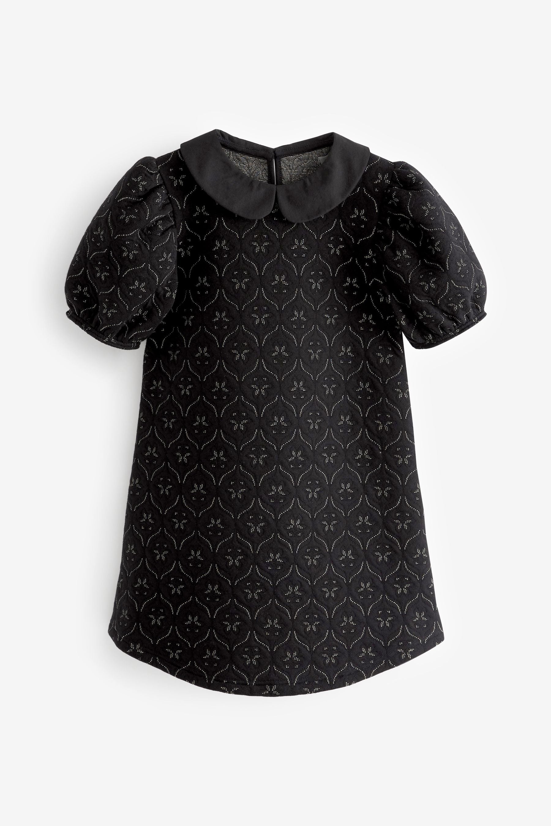 Black/Gold Collar Detail Jacquard Texture Jersey Dress (1.5-16yrs)