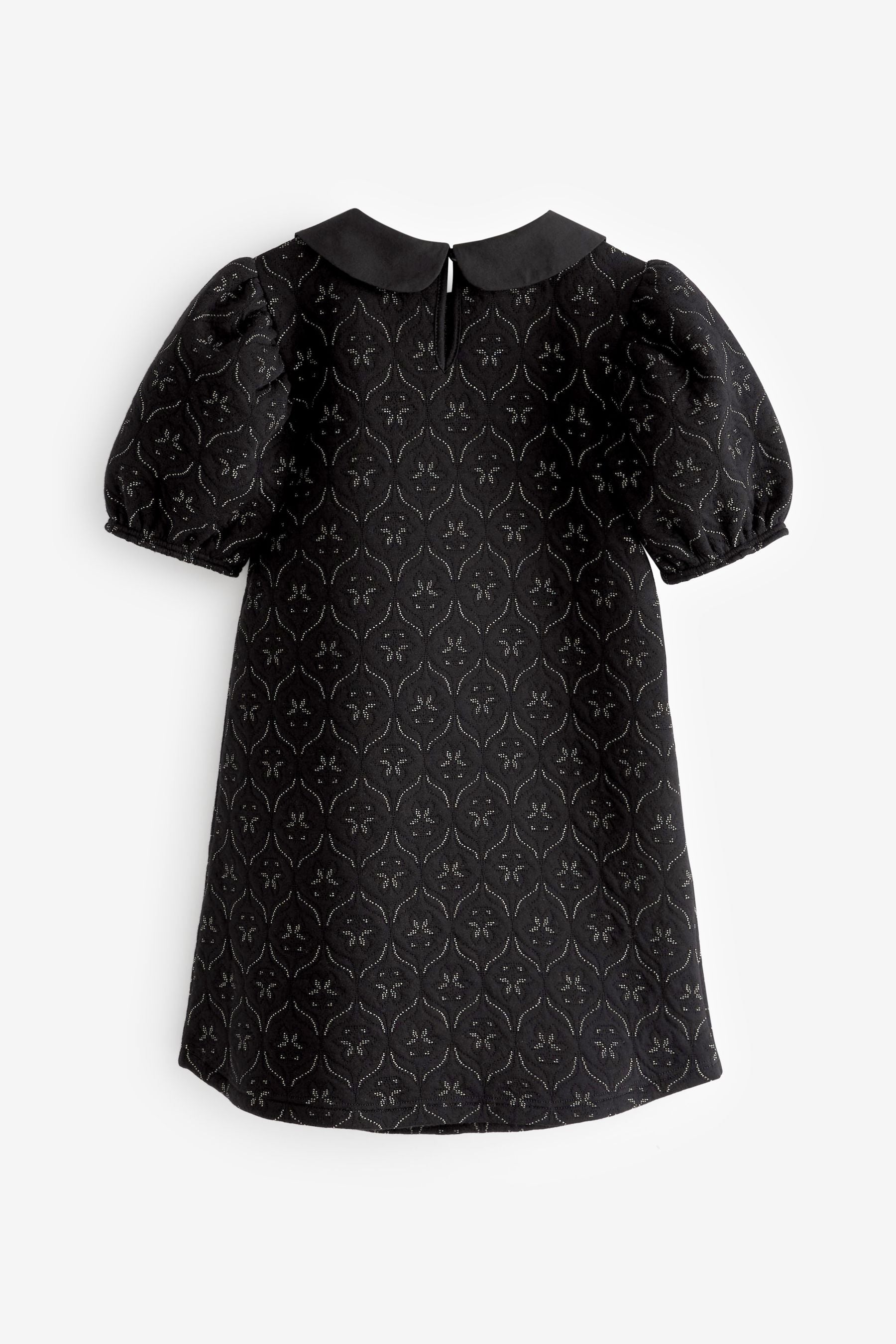 Black/Gold Collar Detail Jacquard Texture Jersey Dress (1.5-16yrs)