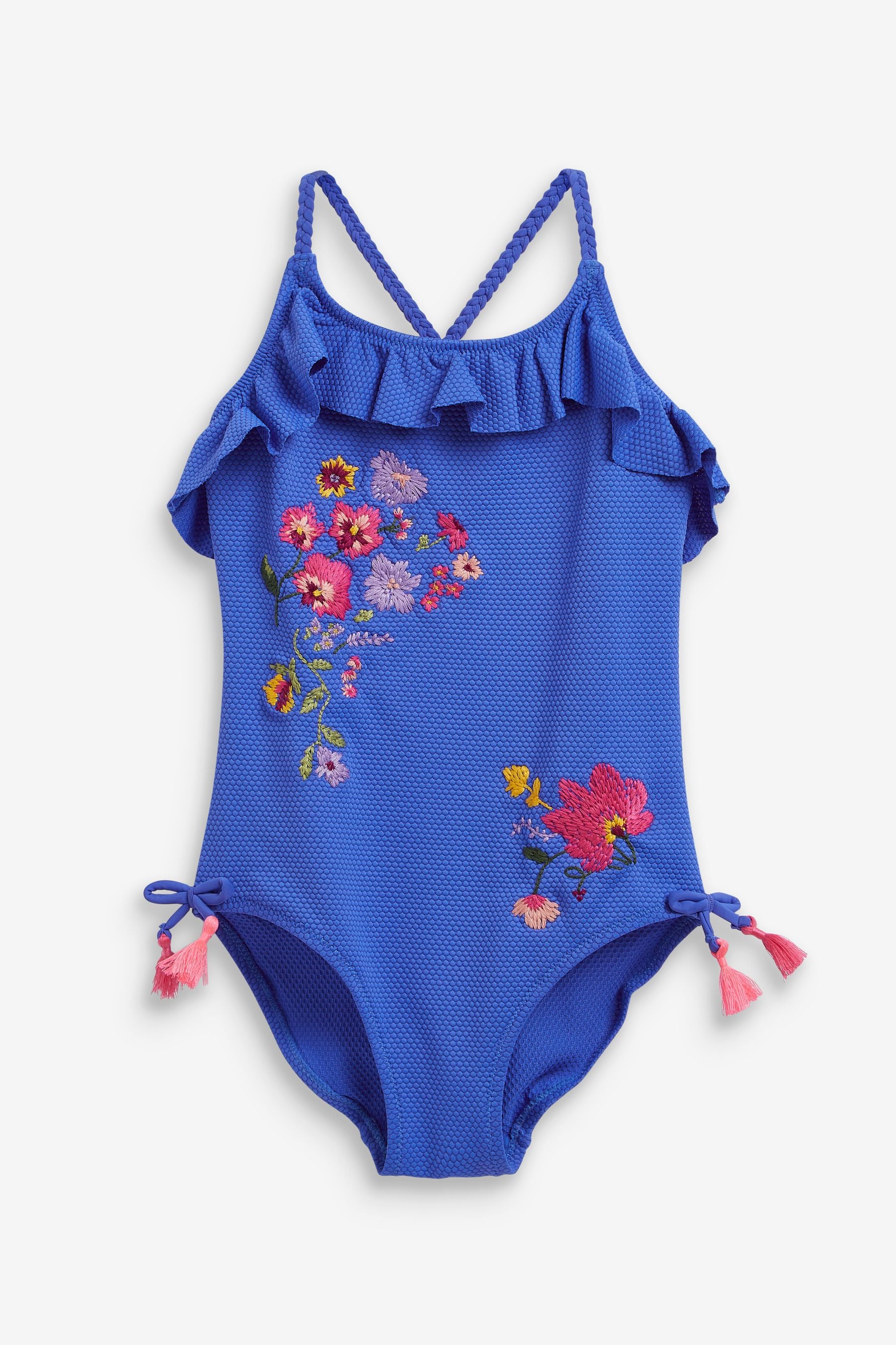 Cobalt Blue Embroidered Swimsuit (3-16yrs)