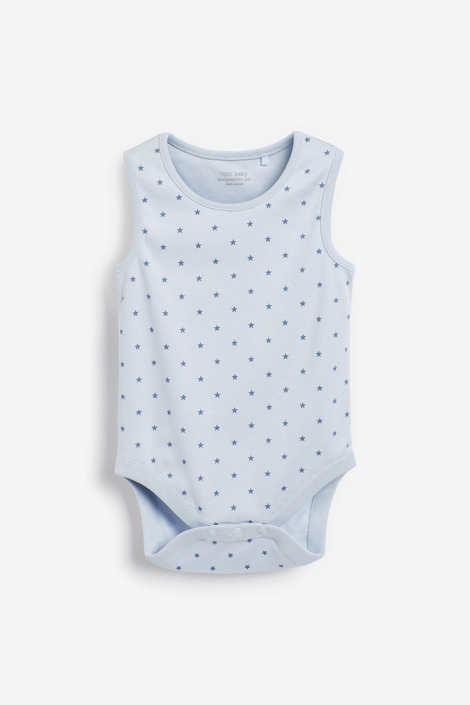 Blue/Navy Blue Star 7 Pack Baby Vest Bodysuits 7 Pack