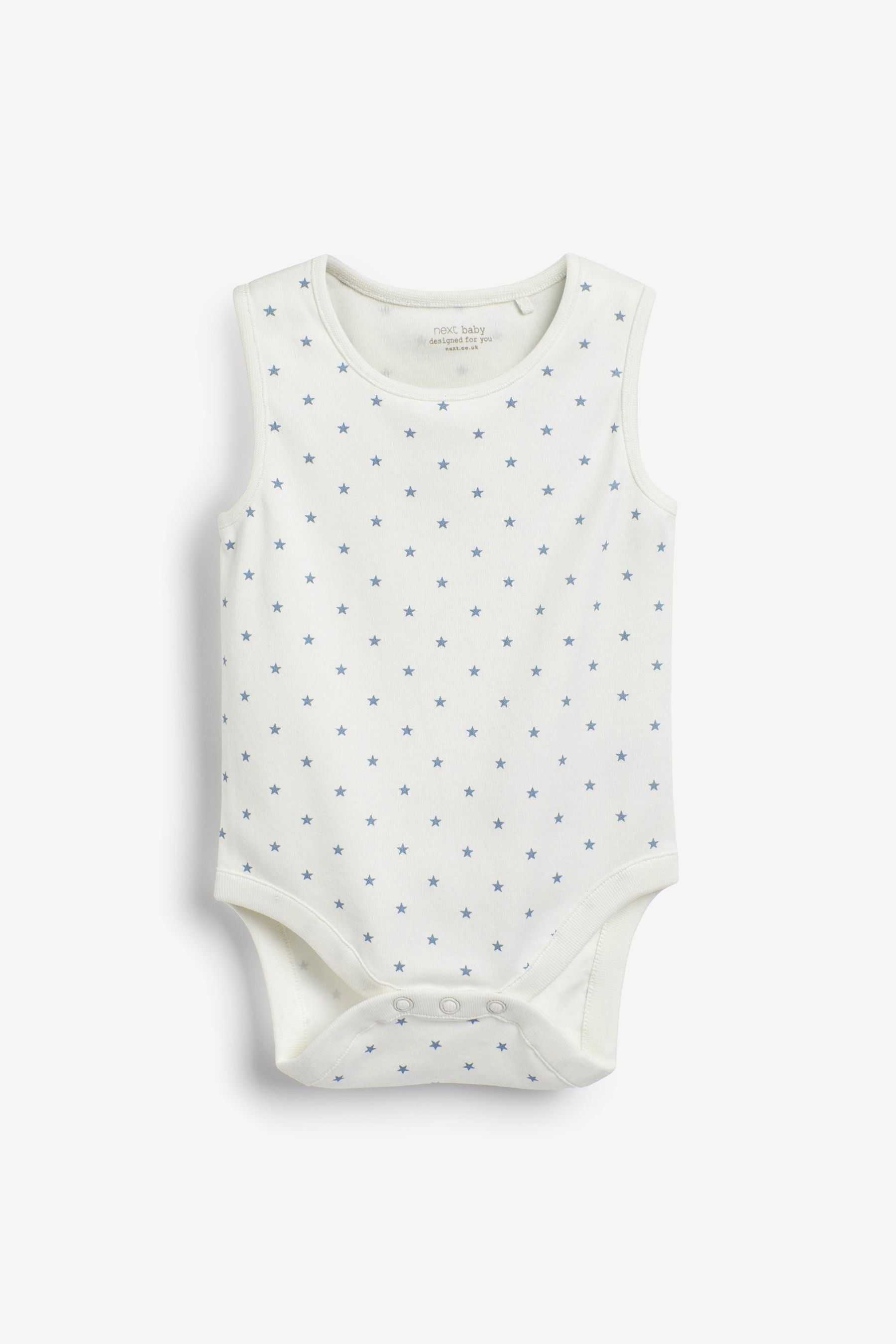 Blue/Navy Blue Star 7 Pack Baby Vest Bodysuits 7 Pack