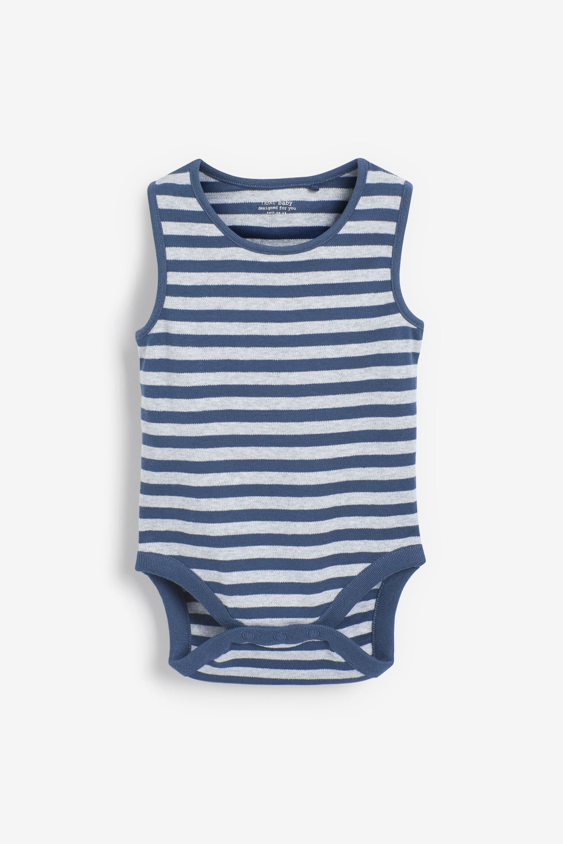 Blue/Navy Blue Star 7 Pack Baby Vest Bodysuits 7 Pack