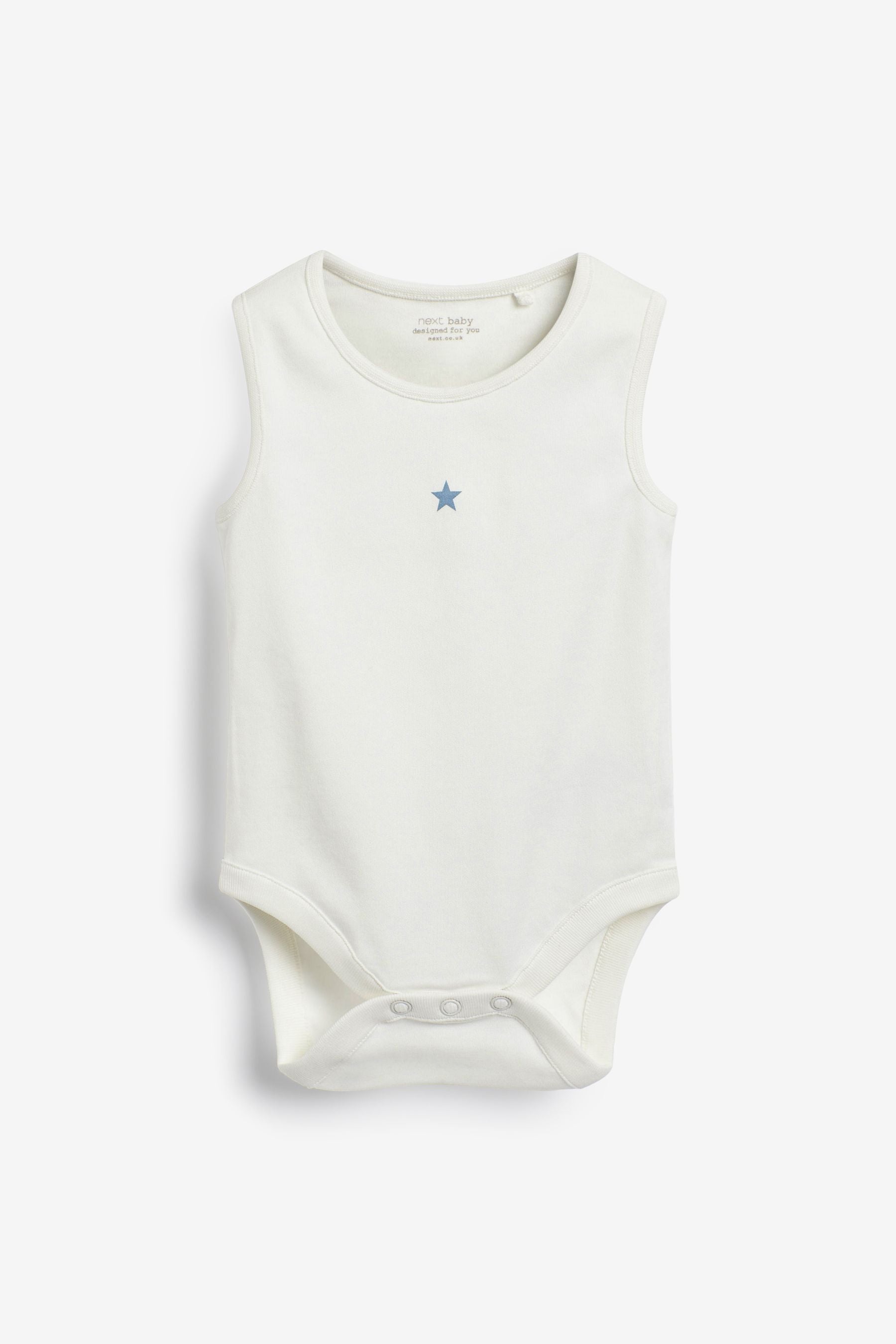 Blue/Navy Blue Star 7 Pack Baby Vest Bodysuits 7 Pack