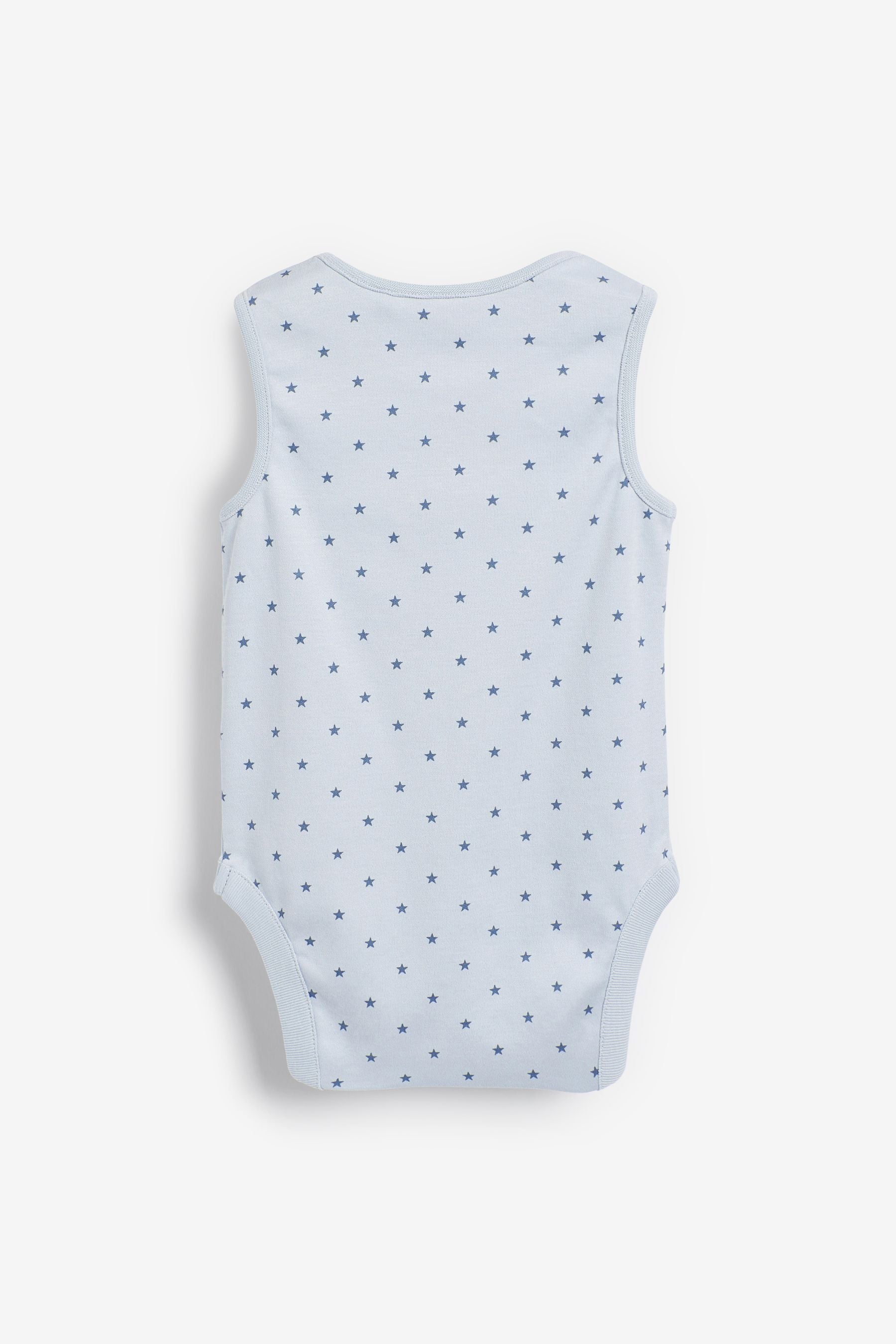 Blue/Navy Blue Star 7 Pack Baby Vest Bodysuits 7 Pack