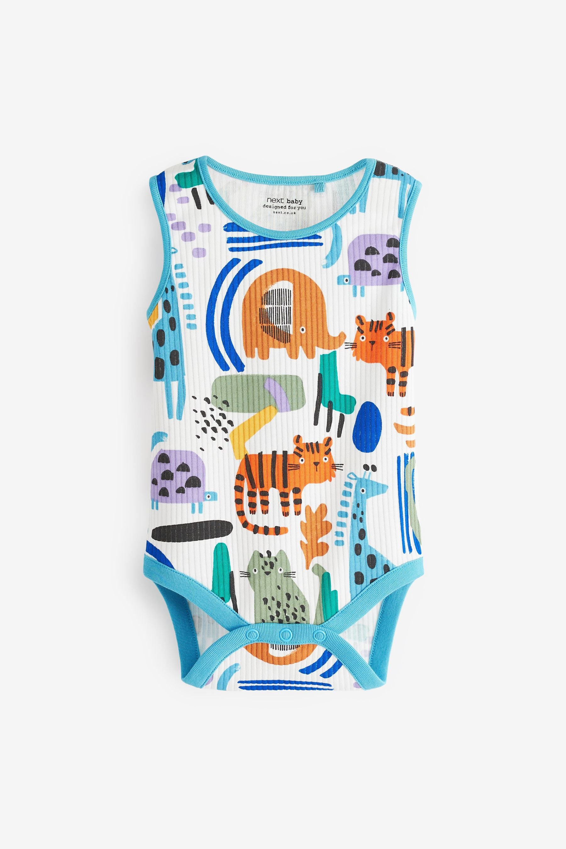 Bright Animal Print Baby 5 Pack Vest Bodysuits (0mths-3yrs)