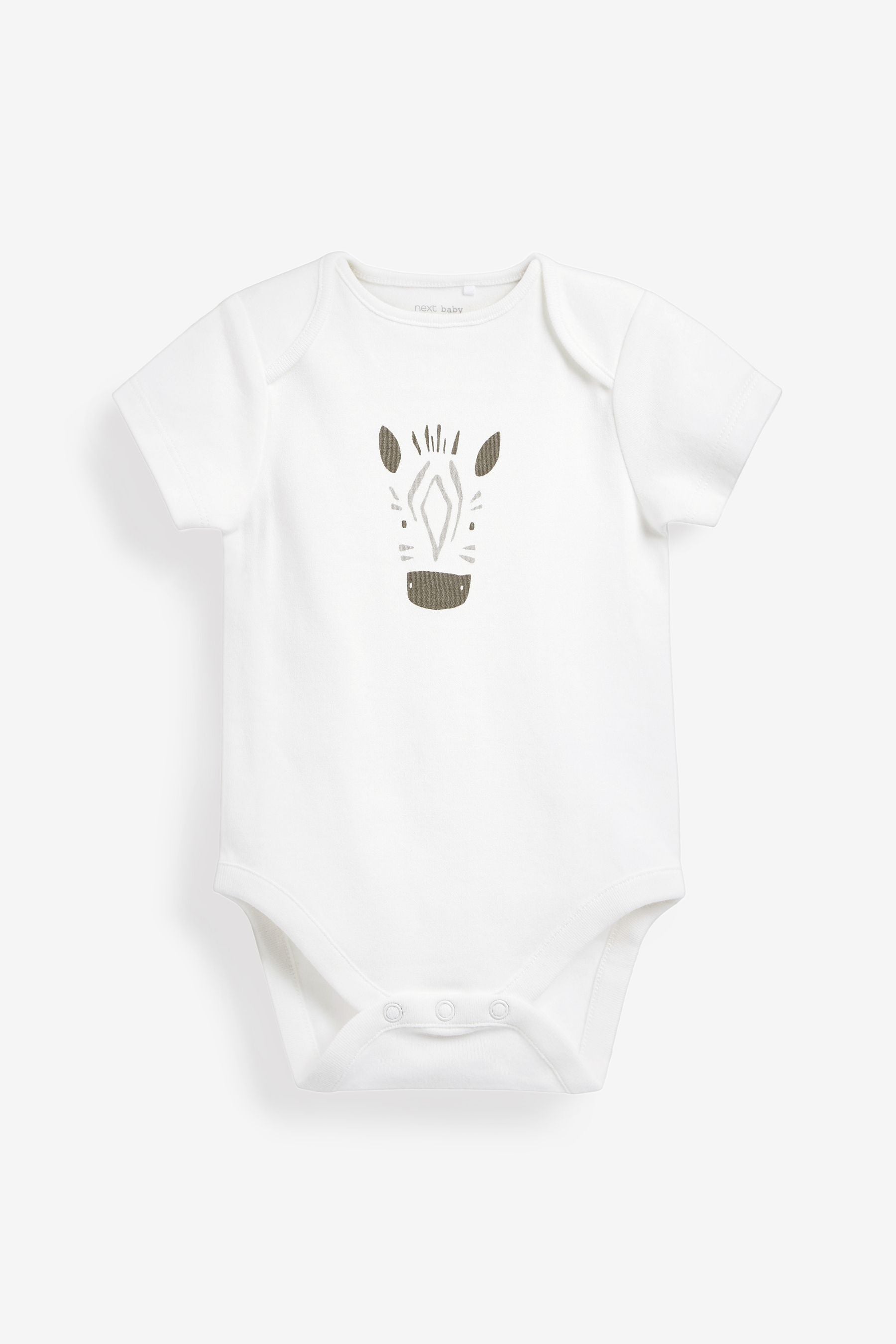 White Safari Character 5 Pack Short Sleeve Baby Bodysuits