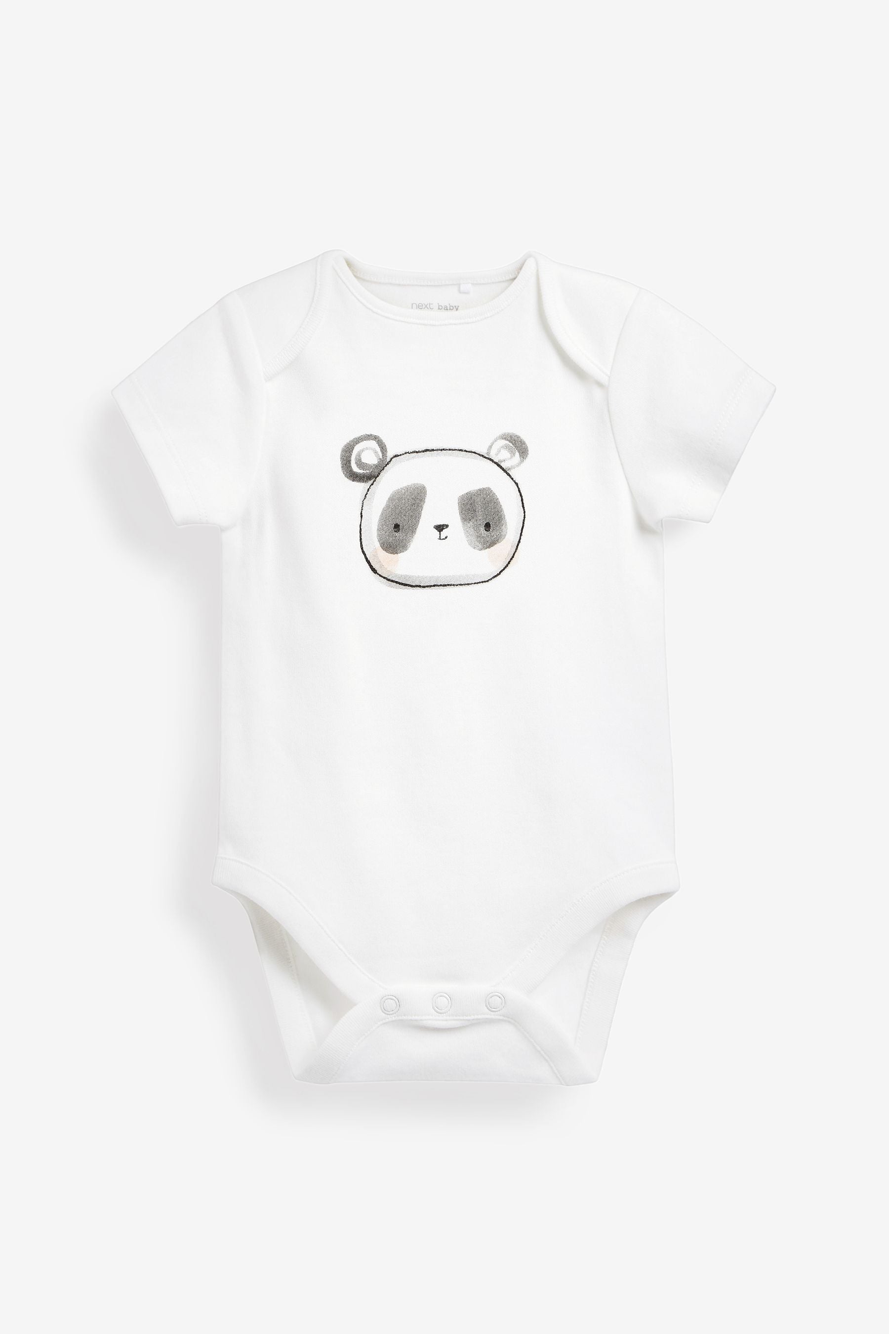 White Safari Character 5 Pack Short Sleeve Baby Bodysuits