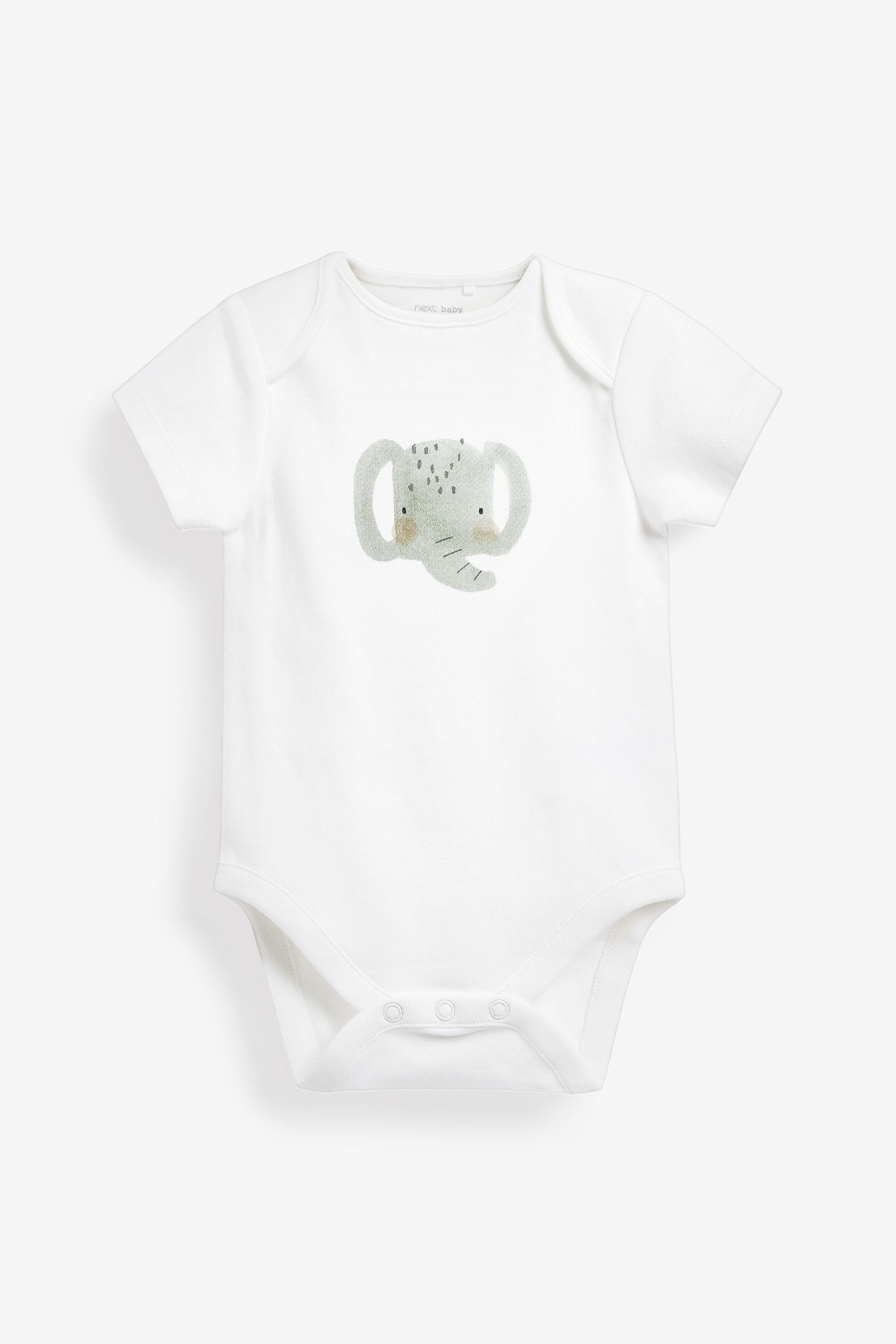 White Safari Character 5 Pack Short Sleeve Baby Bodysuits