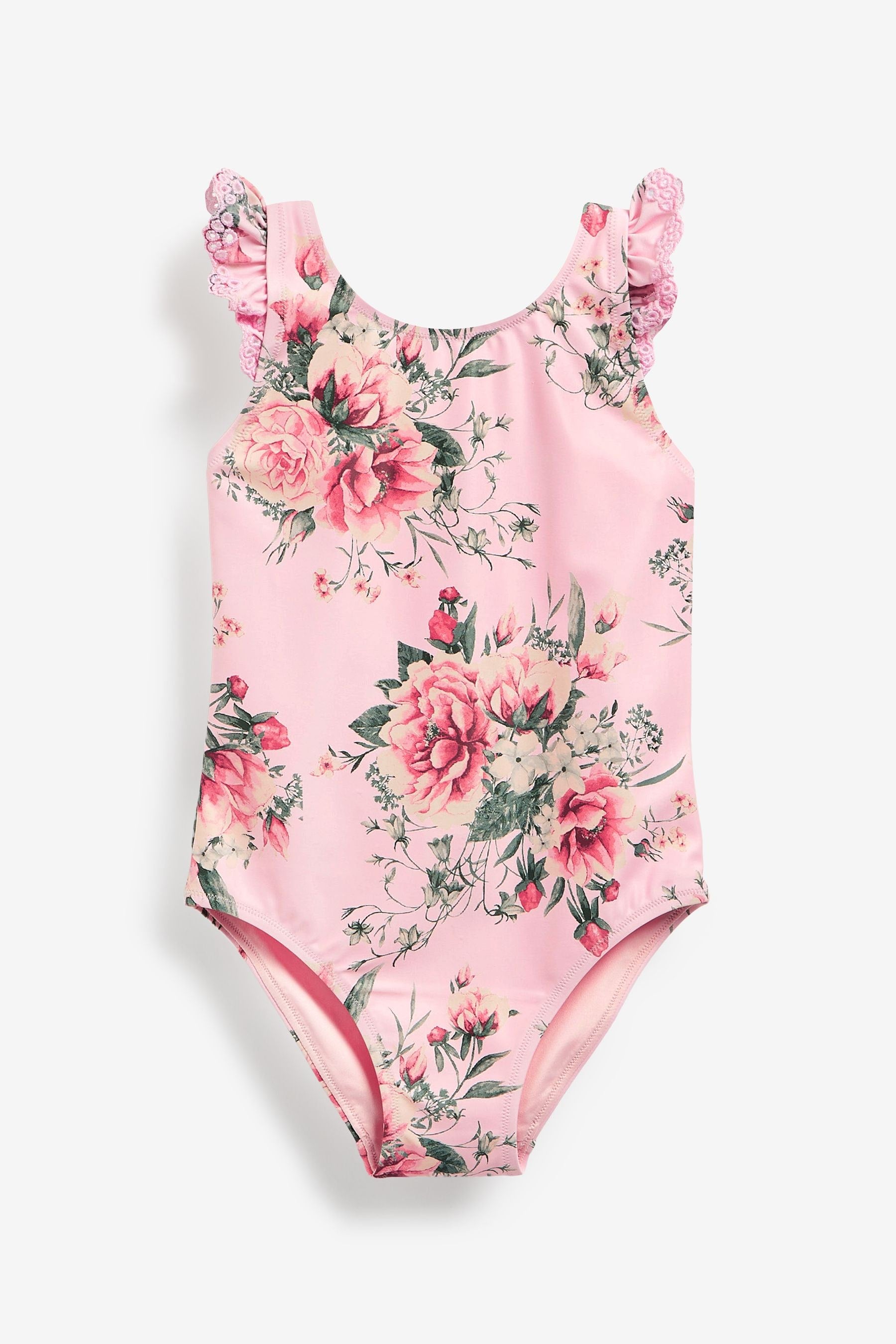 Pink Frill Sleeve Swimsuit (3mths-12yrs)