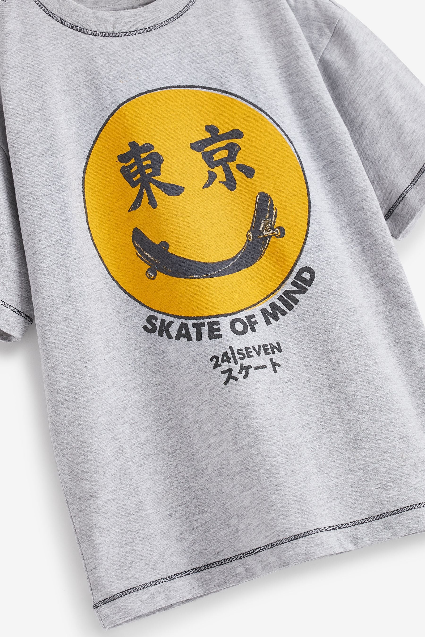 Grey Smile Skate Short Sleeve Graphic T-Shirt (3-16yrs)