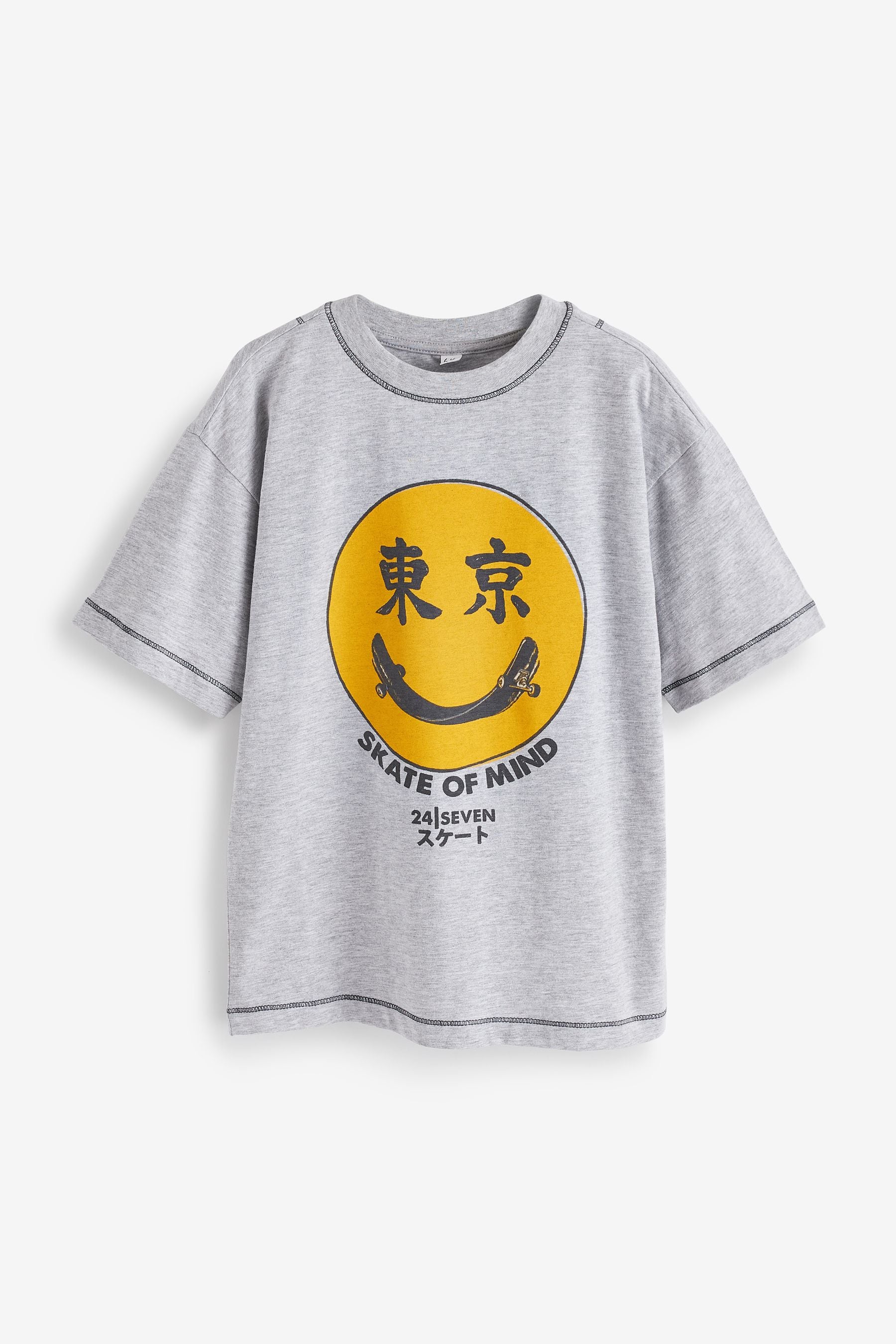 Grey Smile Skate Short Sleeve Graphic T-Shirt (3-16yrs)