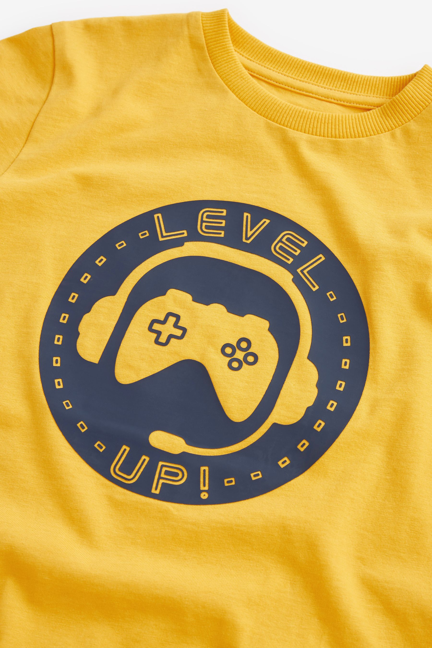 Yellow Level Up Gamer Short Sleeve Graphic T-Shirt (3-16yrs)