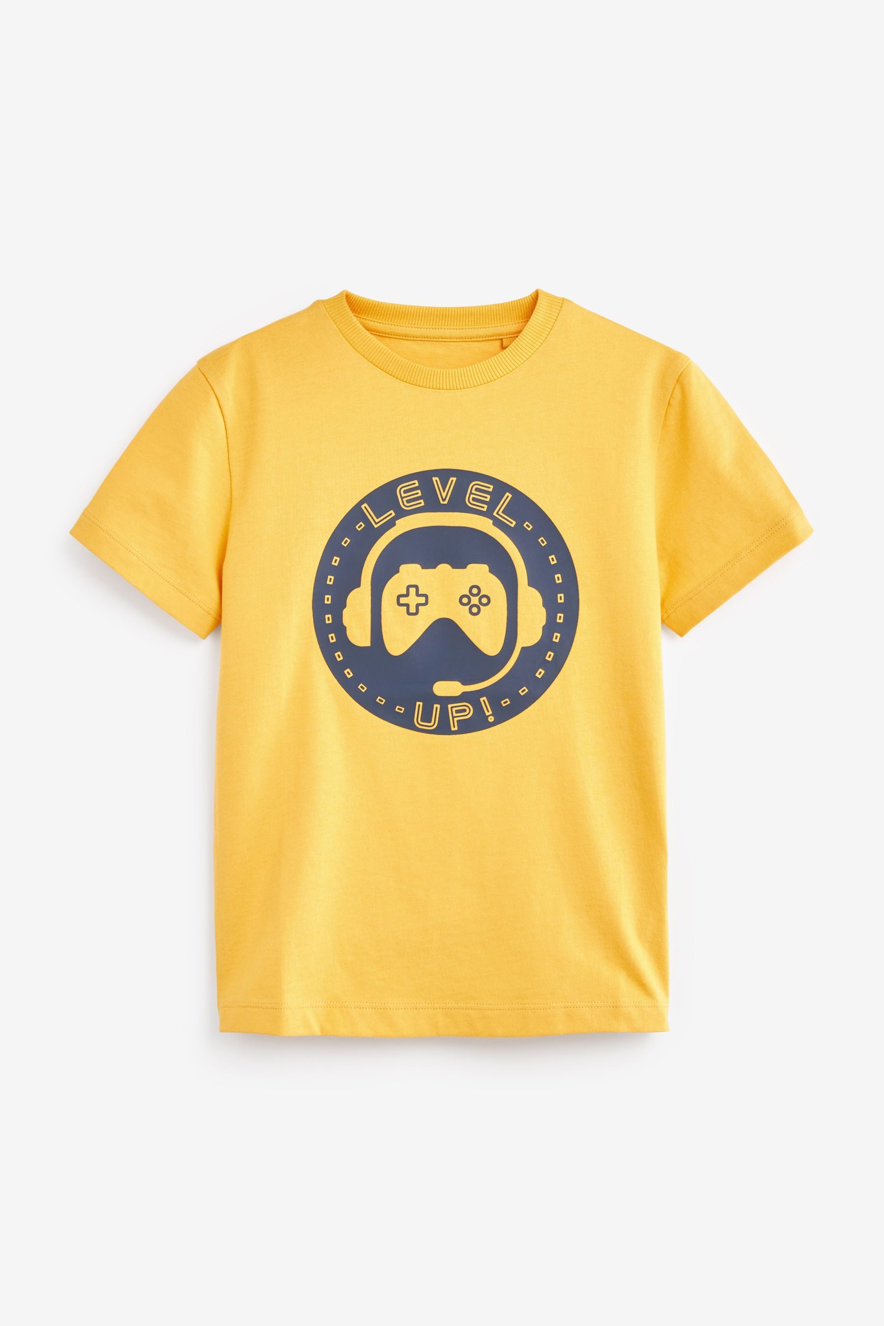 Yellow Level Up Gamer Short Sleeve Graphic T-Shirt (3-16yrs)