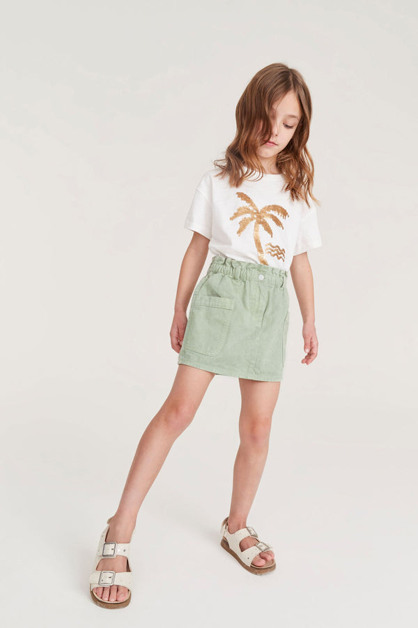 Green Mint Velvet Denim Mini Skirt