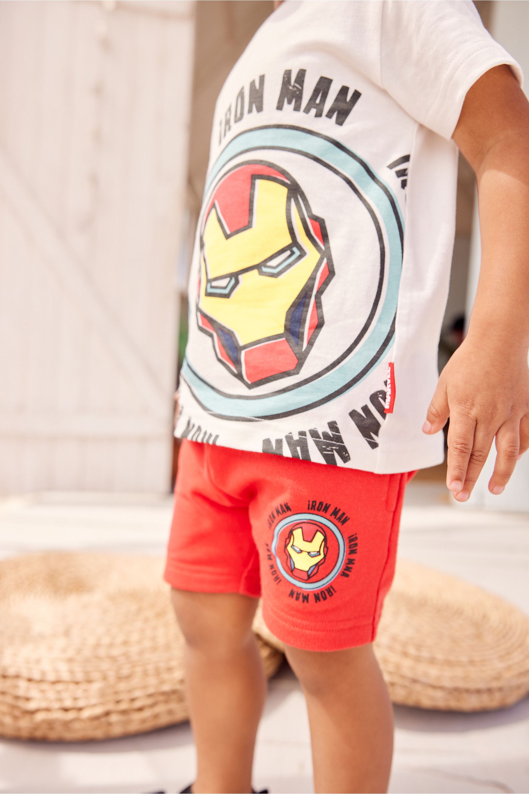 Neutral/Red Ironman Short and T-Shirt Set (3mths-8yrs)