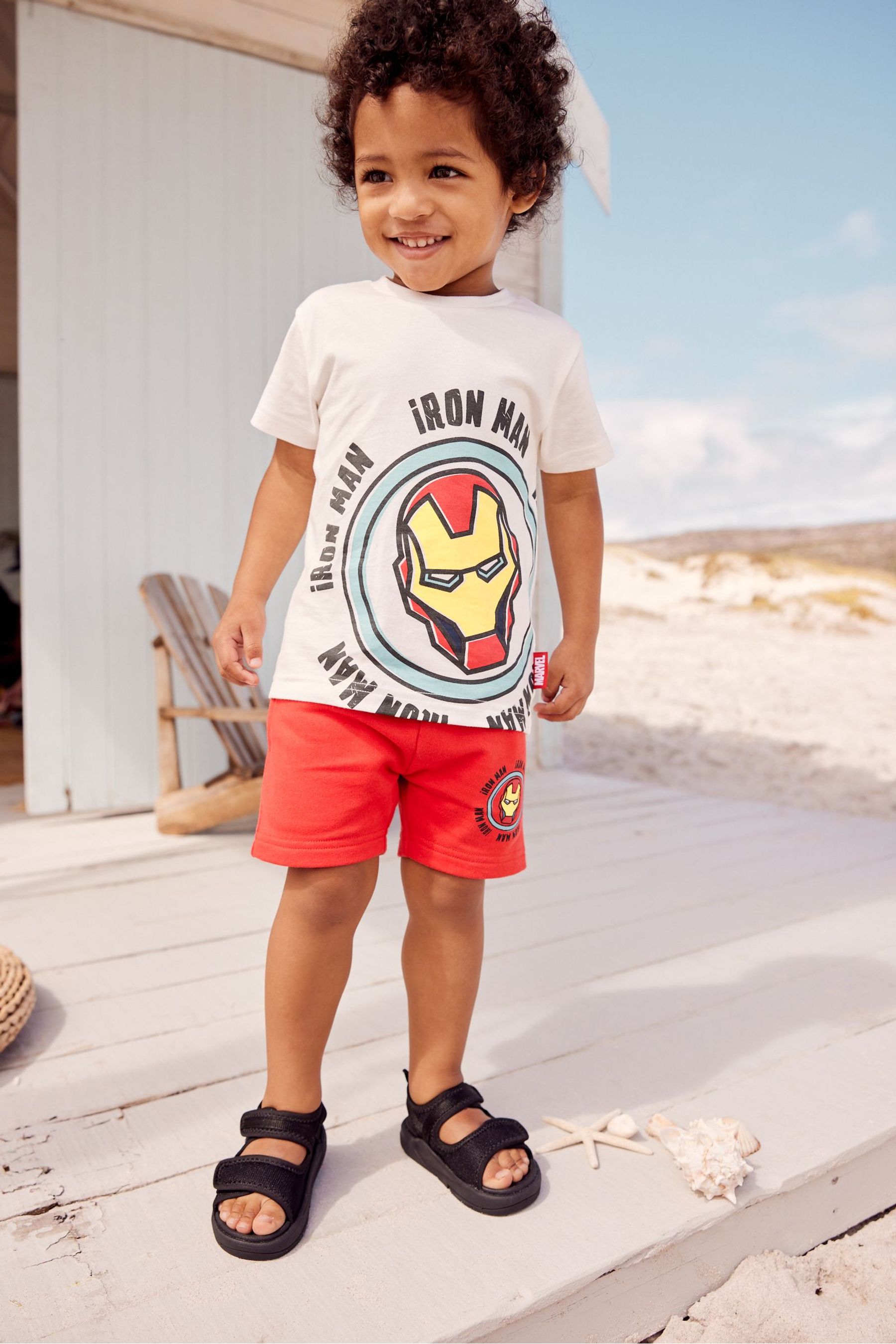 Neutral/Red Ironman Short and T-Shirt Set (3mths-8yrs)