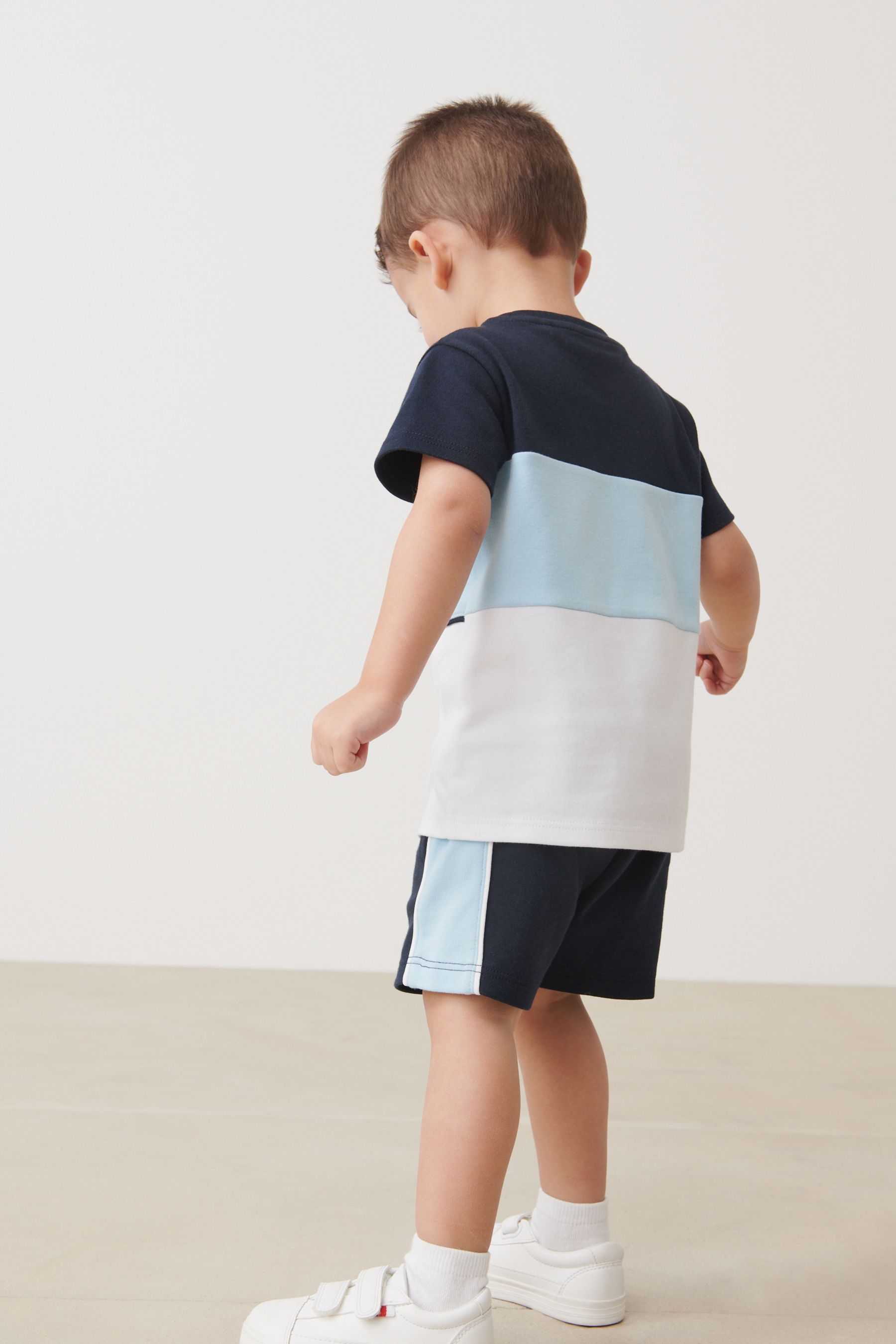 Blue Colourblock T-Shirt and Shorts Set (3mths-7yrs)