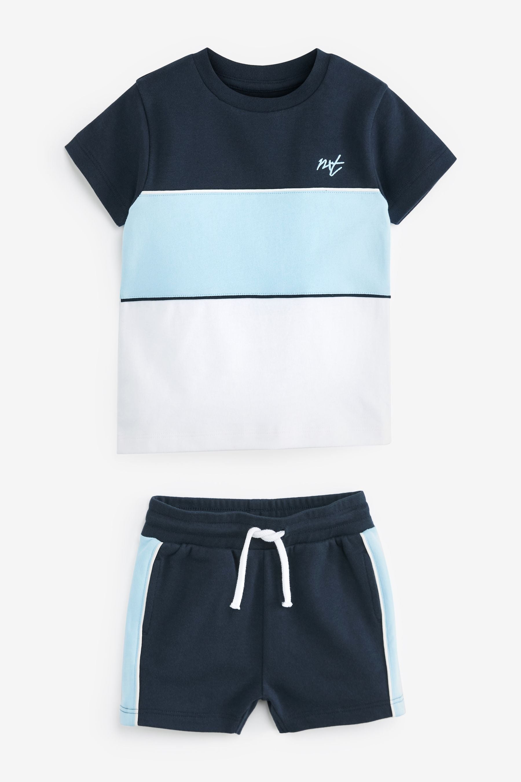 Blue Colourblock T-Shirt and Shorts Set (3mths-7yrs)