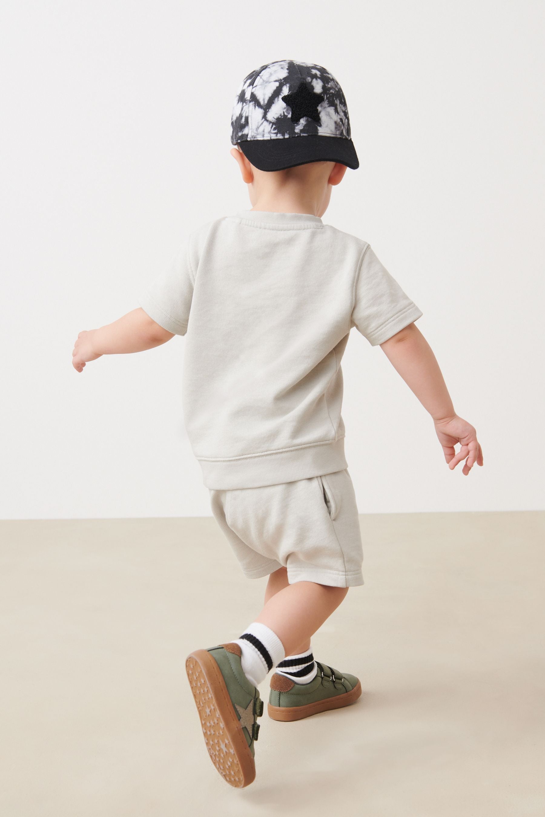 Stone Natural Plain Sweat T-Shirt And Shorts Set (3mths-7yrs)