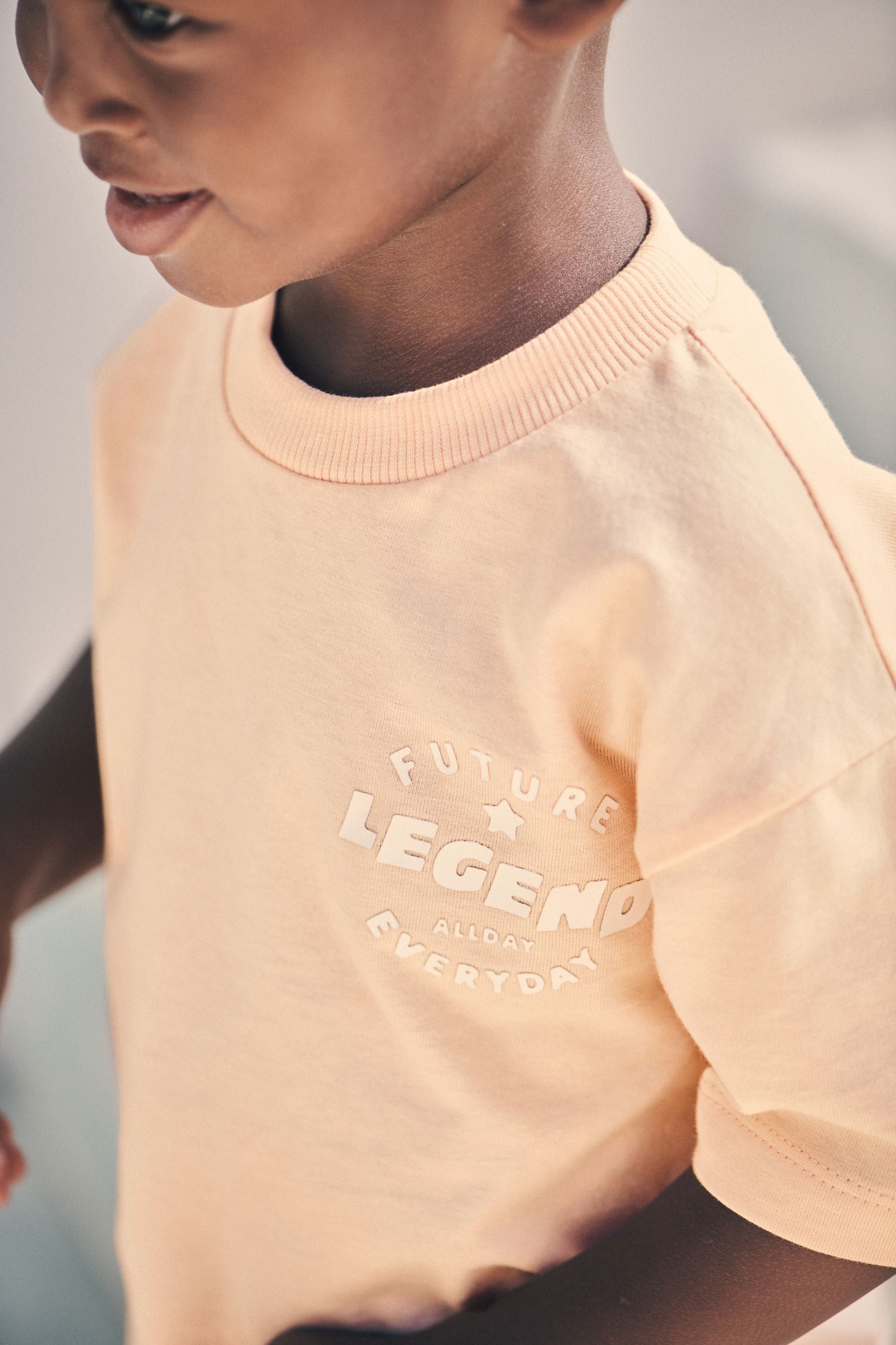 Peach Orange Tonal Oversized T-Shirt And Shorts Set (3mths-7yrs)