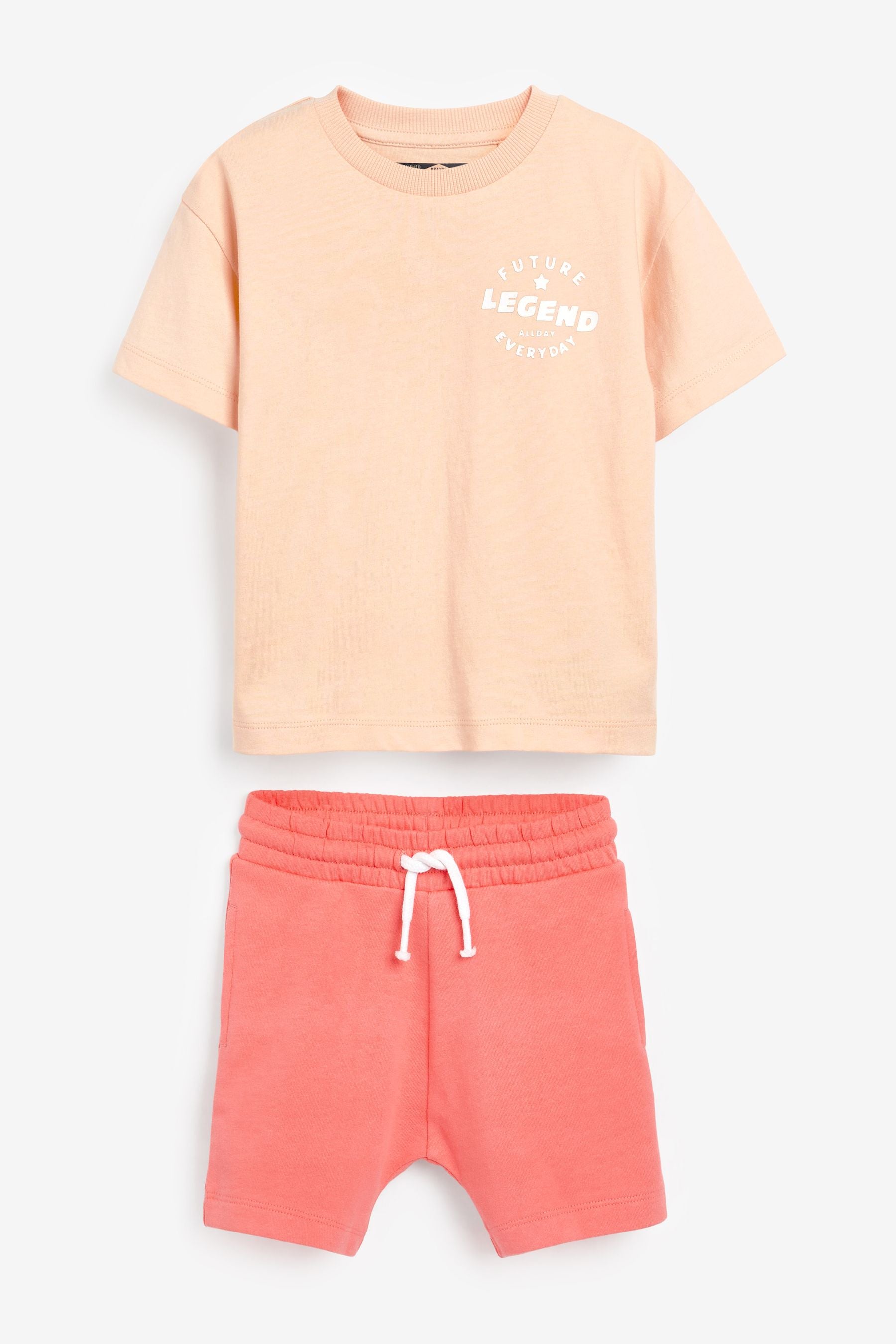 Peach Orange Tonal Oversized T-Shirt And Shorts Set (3mths-7yrs)