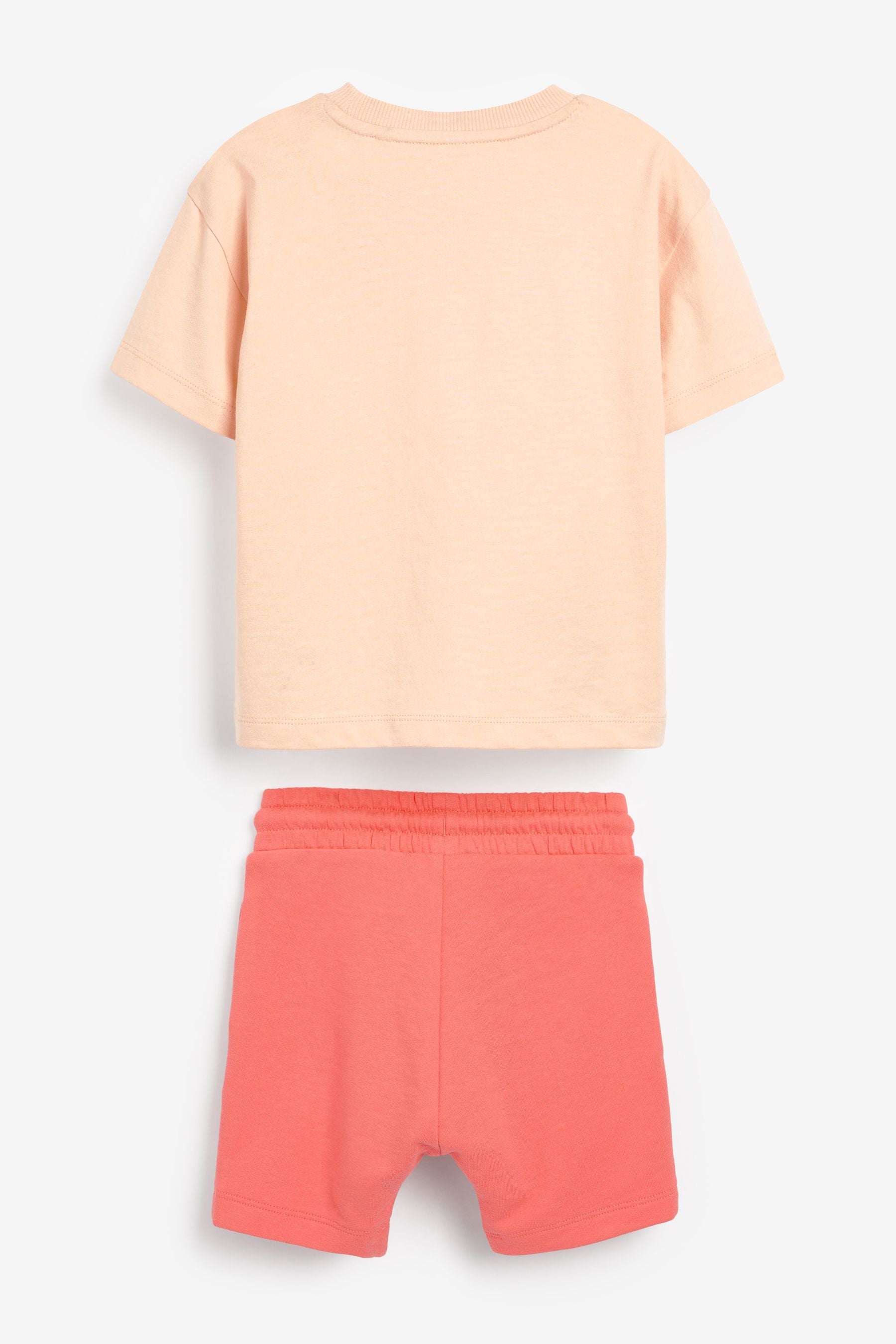 Peach Orange Tonal Oversized T-Shirt And Shorts Set (3mths-7yrs)