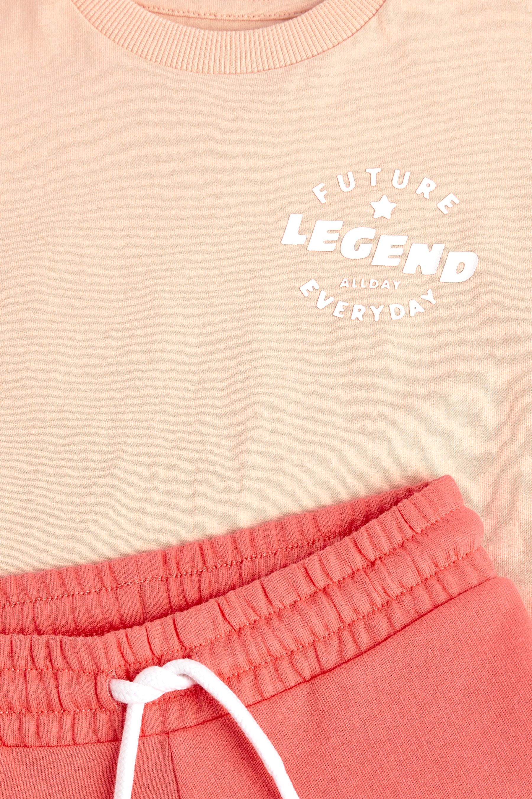 Peach Orange Tonal Oversized T-Shirt And Shorts Set (3mths-7yrs)