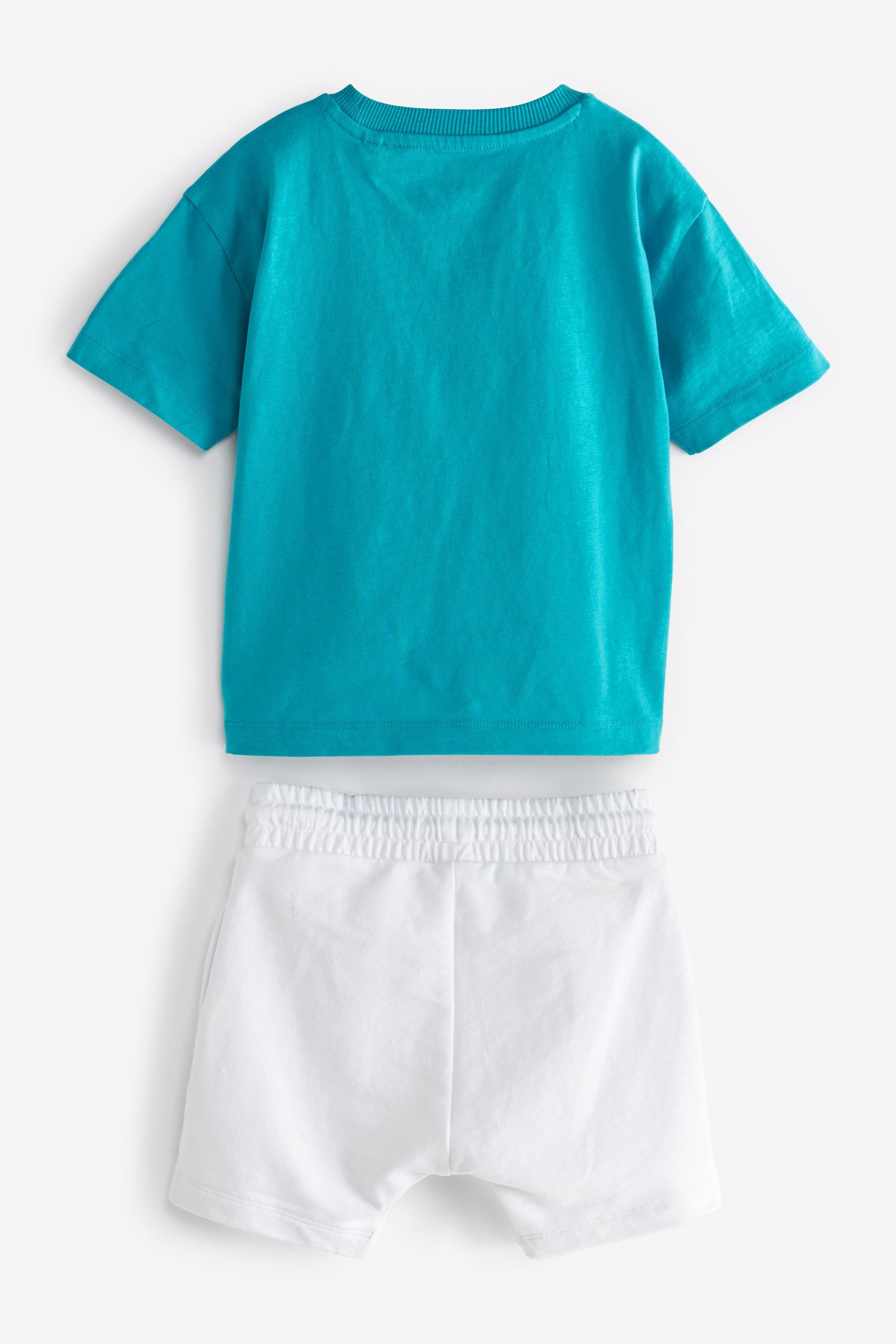 Turquoise Blue Tonal Oversized T-Shirt And Shorts Set (3mths-7yrs)