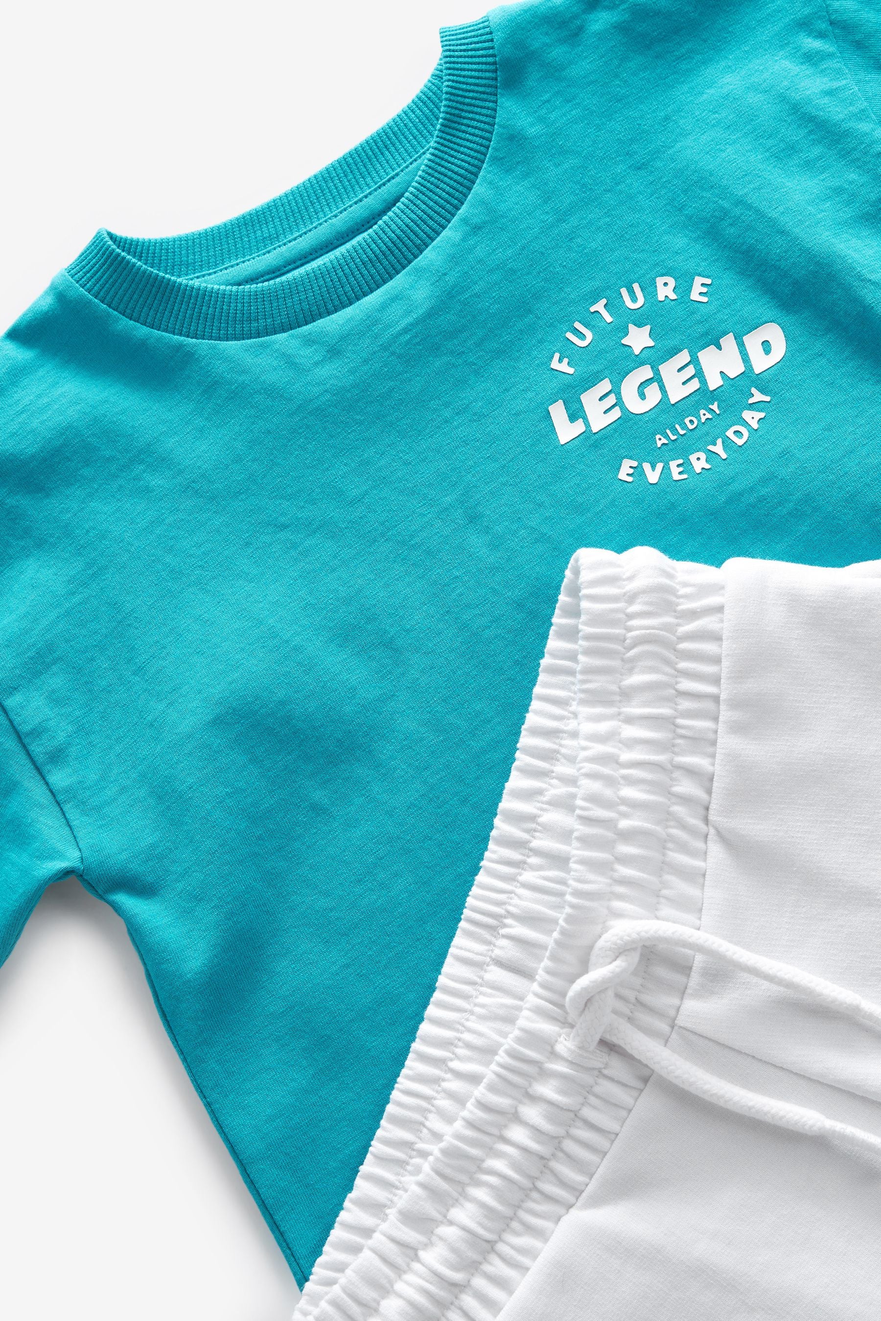 Turquoise Blue Tonal Oversized T-Shirt And Shorts Set (3mths-7yrs)