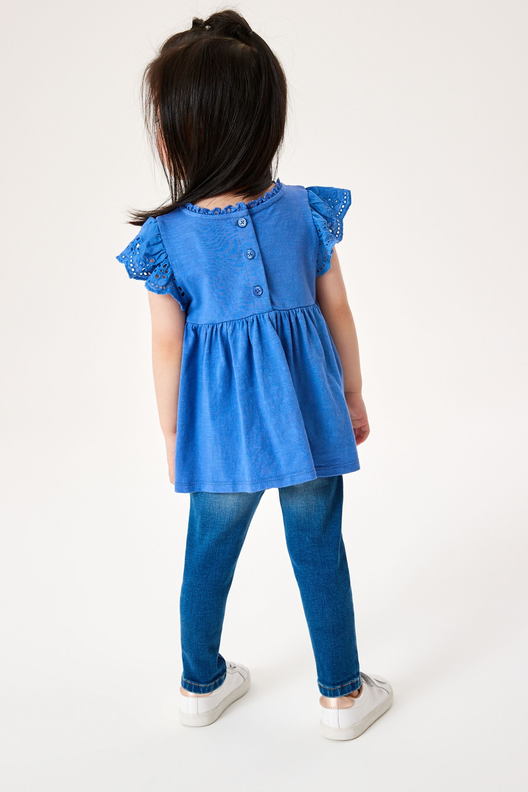 Blue Lace Trim Cotton Blouse (3mths-7yrs)