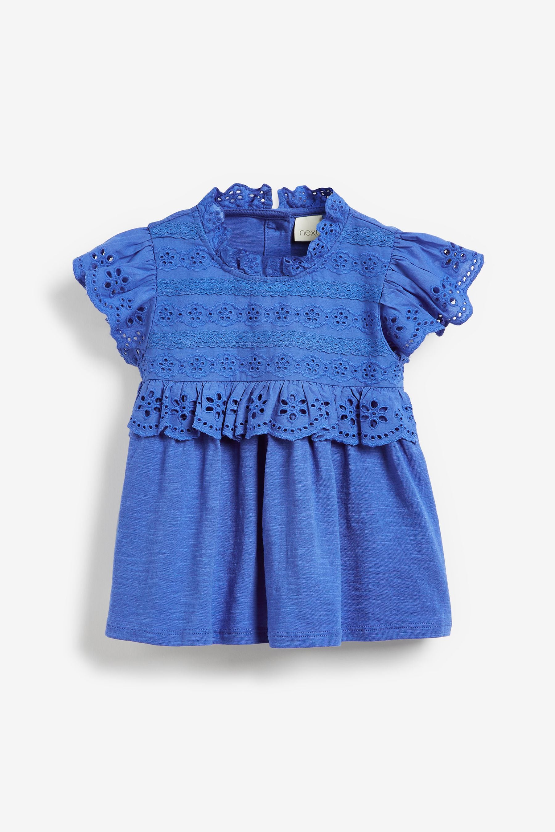 Blue Lace Trim Cotton Blouse (3mths-7yrs)