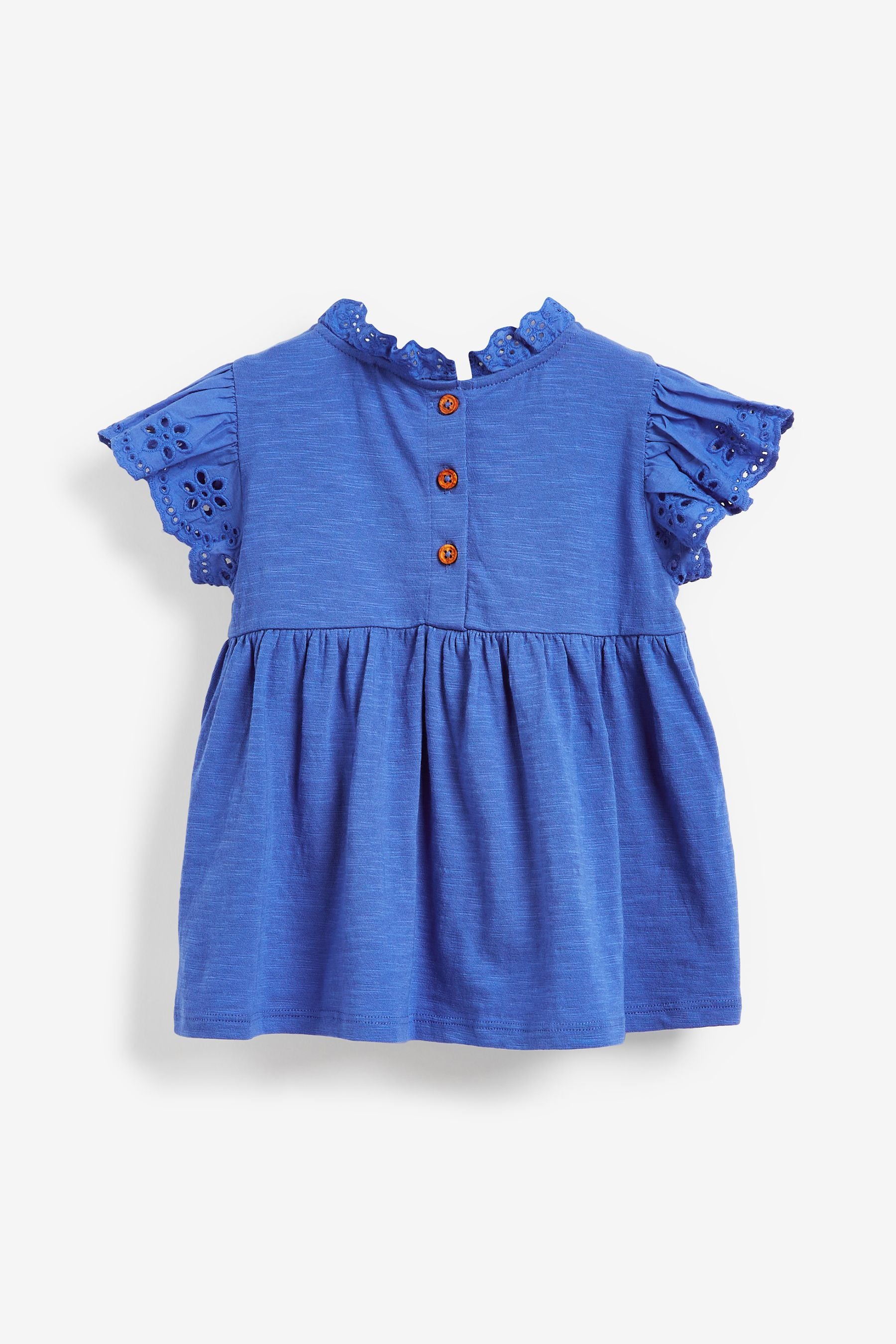 Blue Lace Trim Cotton Blouse (3mths-7yrs)