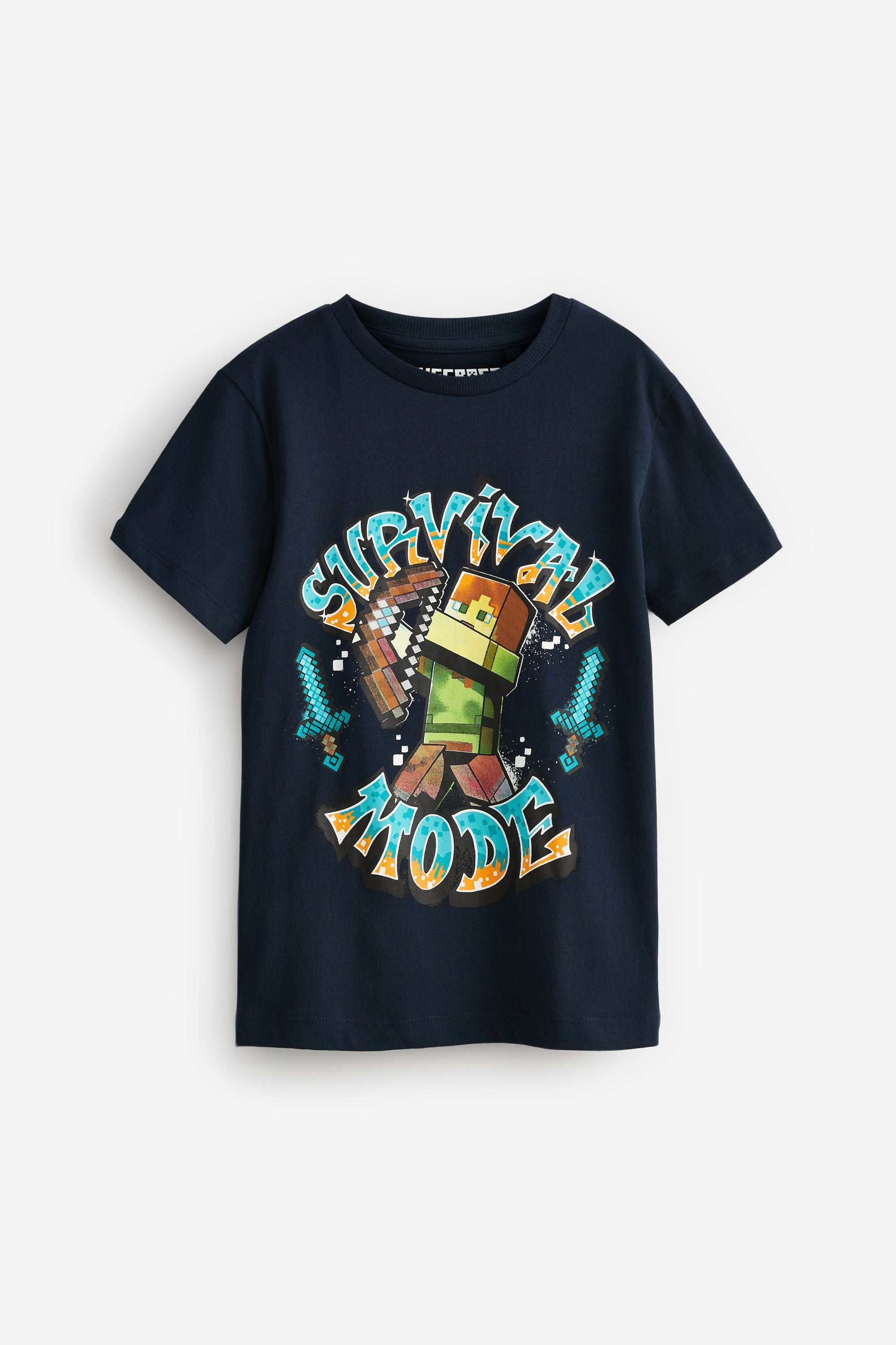 Teal Blue/Navy Minecraft License 2 Pack T-Shirts (3-16yrs)