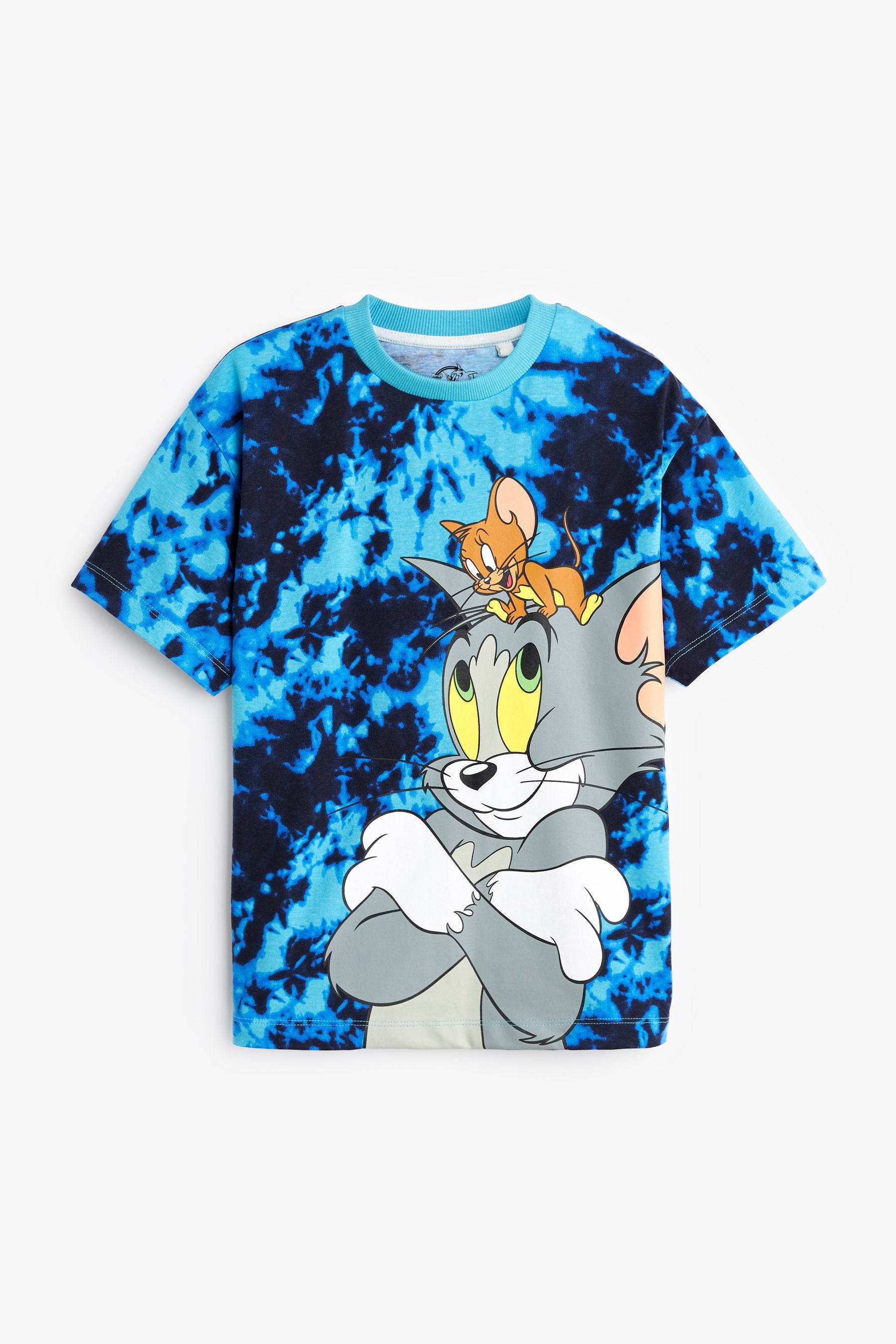 Blue Tom & Jerry Tie Dye Short Sleeve T-Shirt (3-16yrs)