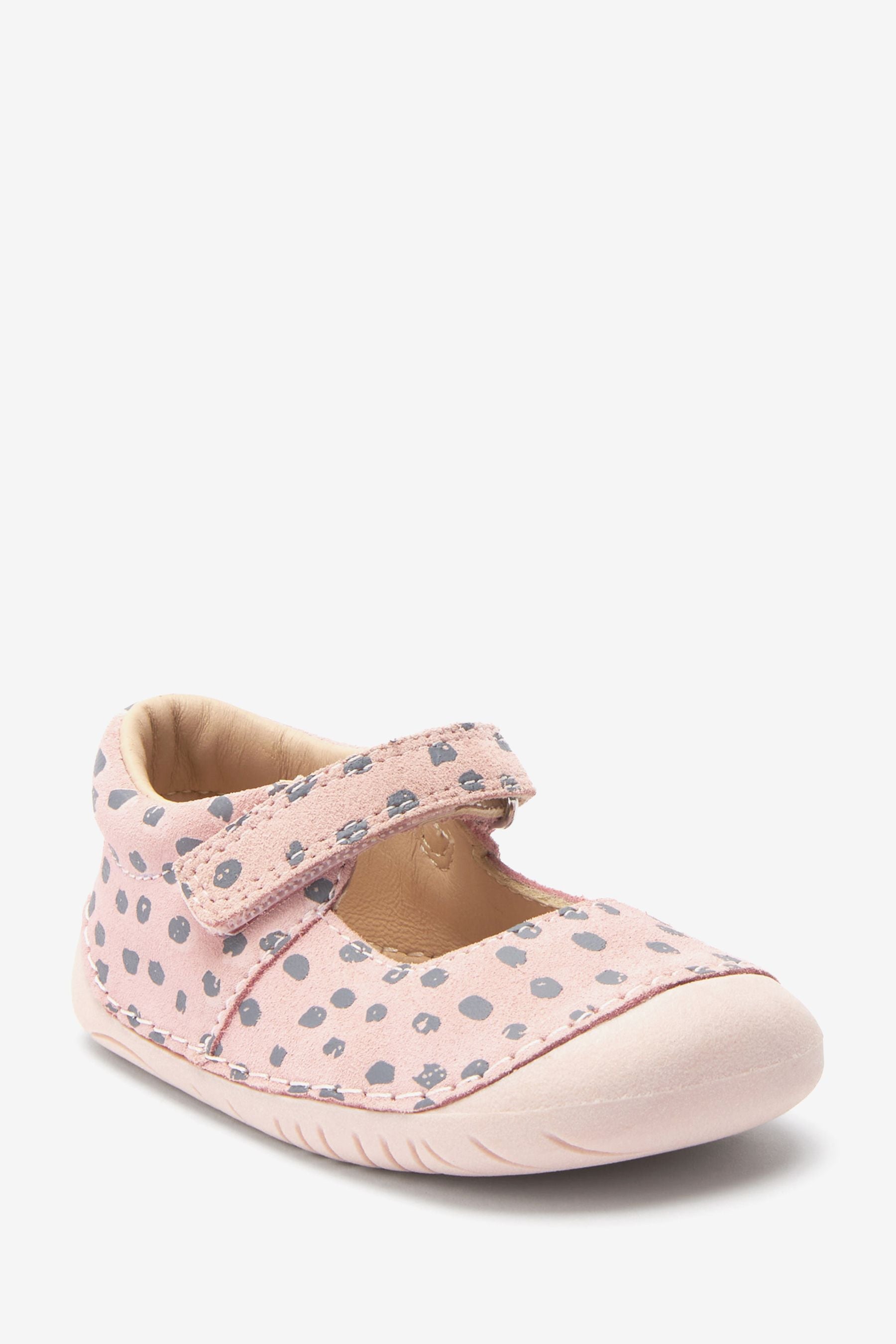 Pink Spot Leather Crawler Mary Jane Shoes