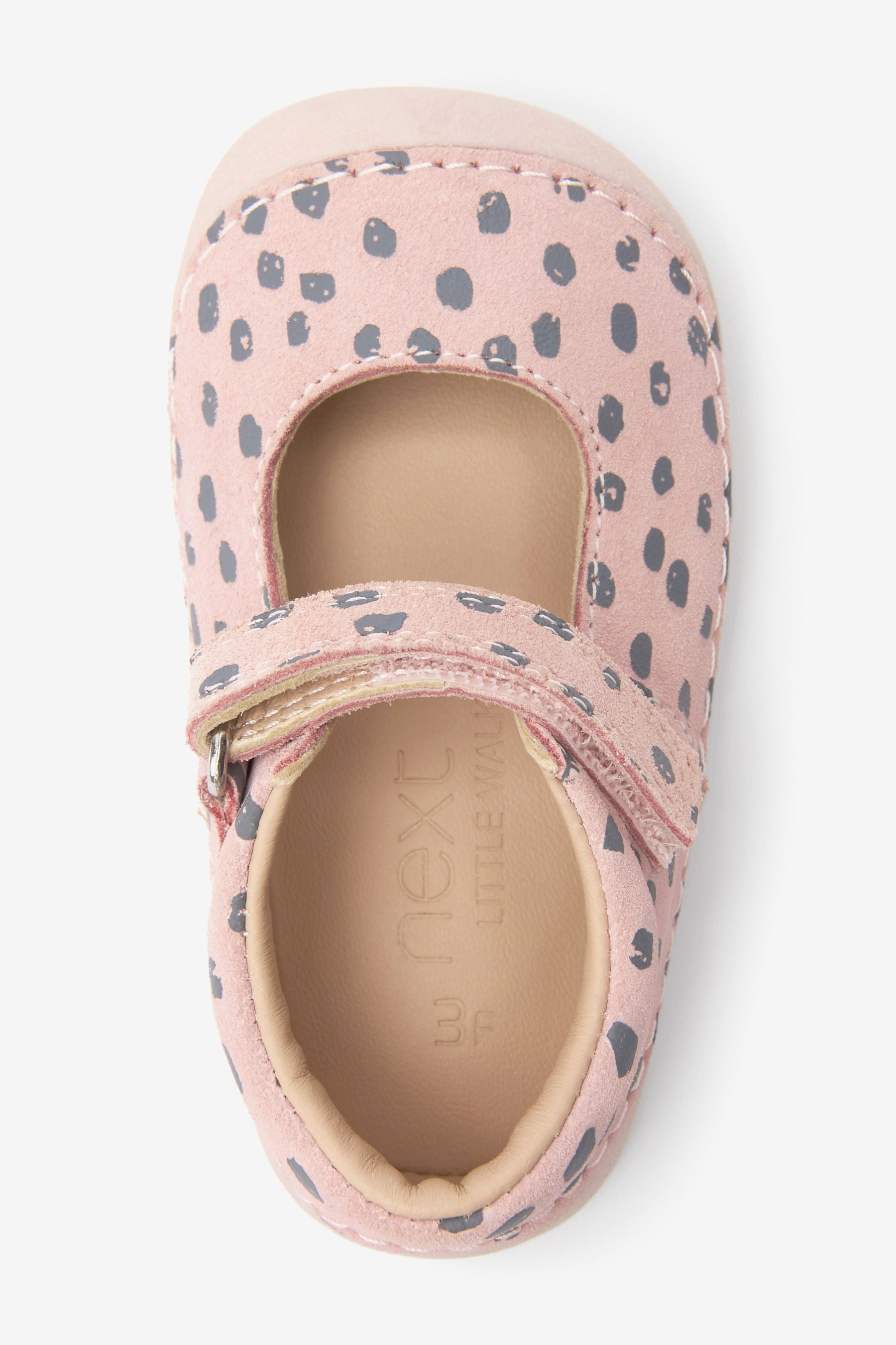 Pink Spot Leather Crawler Mary Jane Shoes