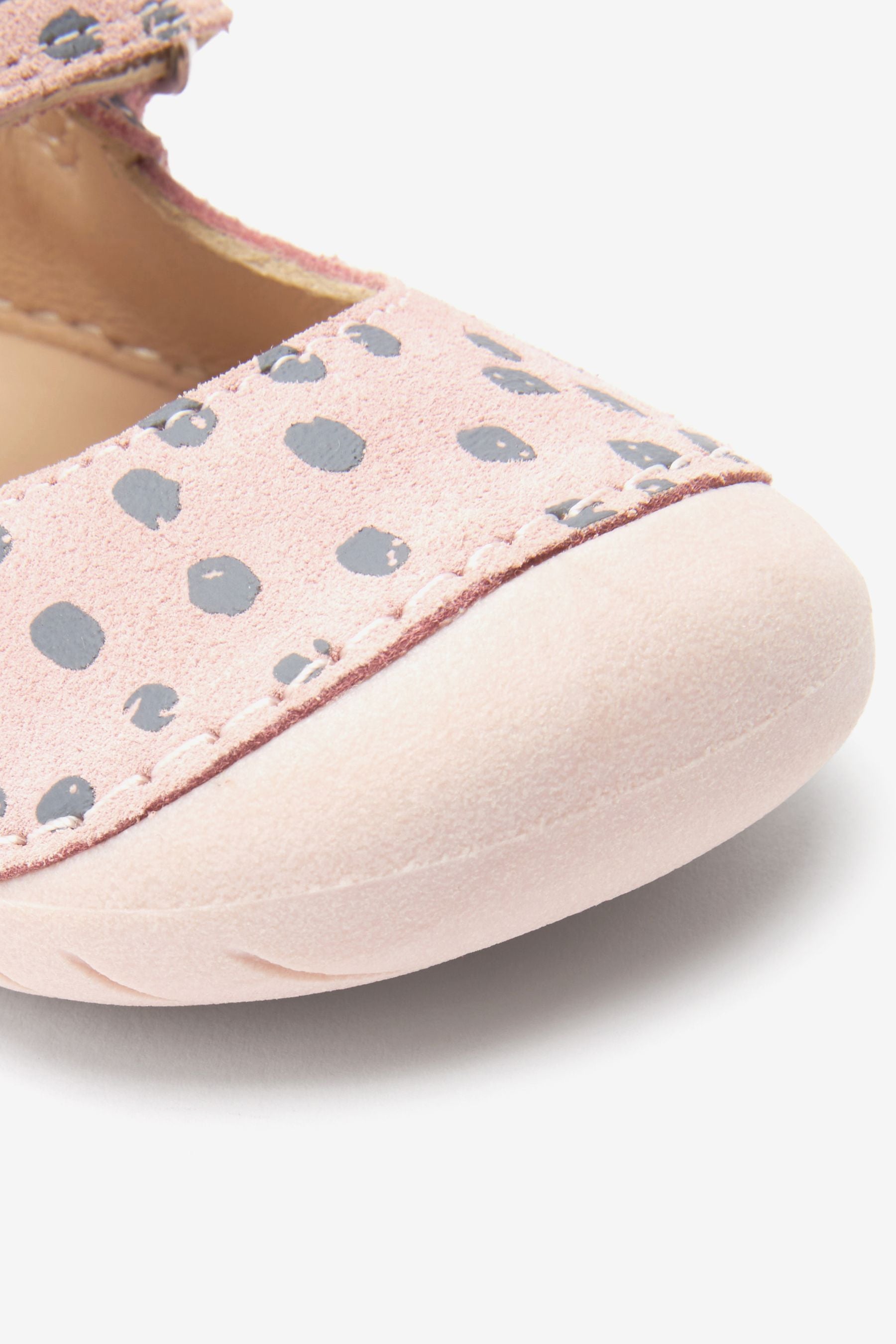 Pink Spot Leather Crawler Mary Jane Shoes