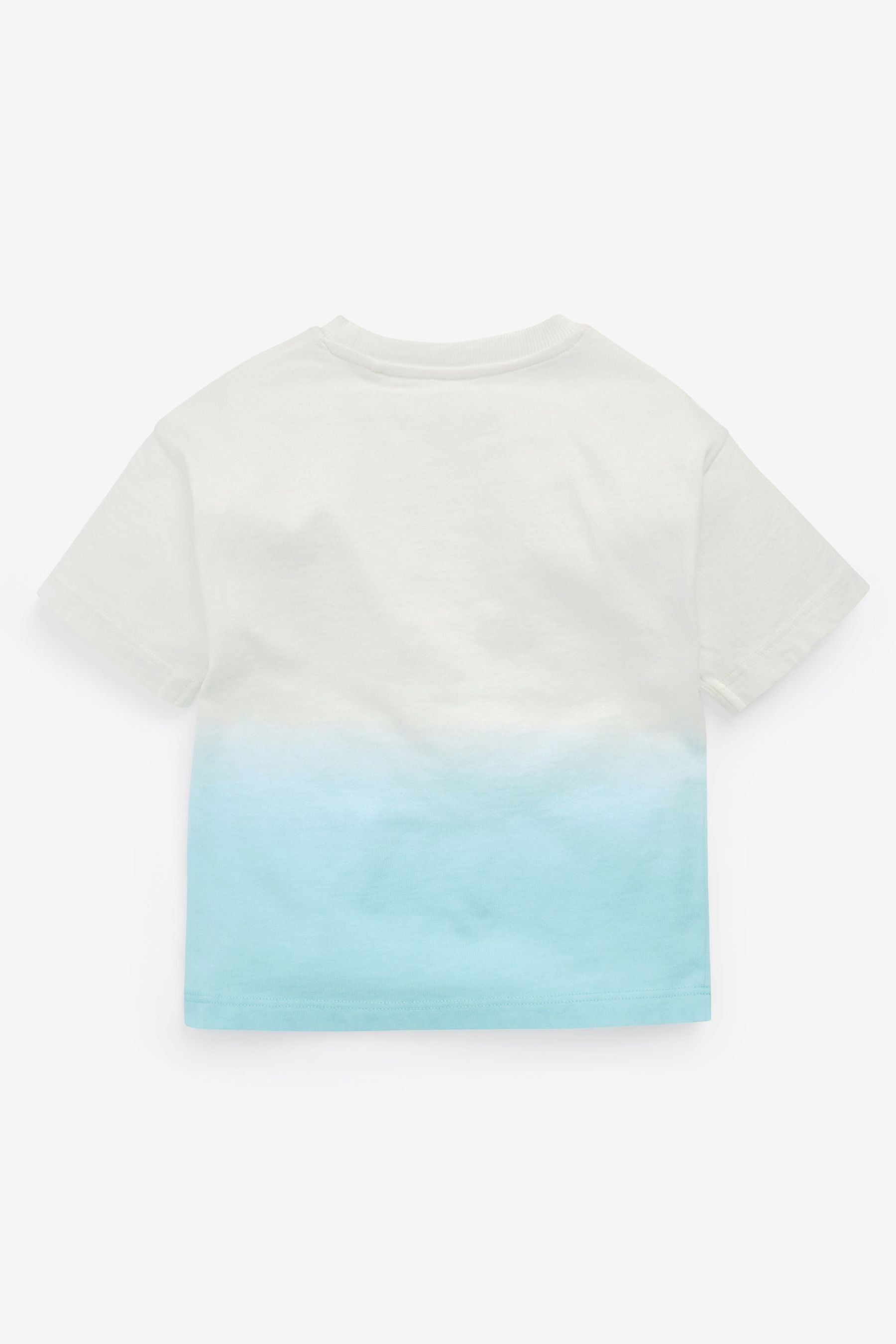 White/Blue Oversized Dip Dye Short Sleeve T-Shirt (3mths-7yrs)