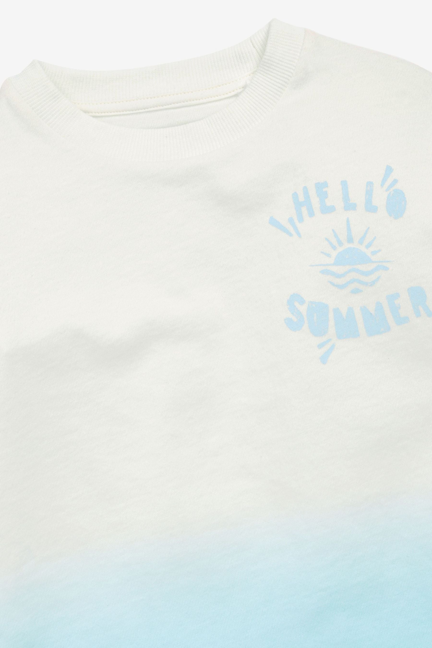 White/Blue Oversized Dip Dye Short Sleeve T-Shirt (3mths-7yrs)