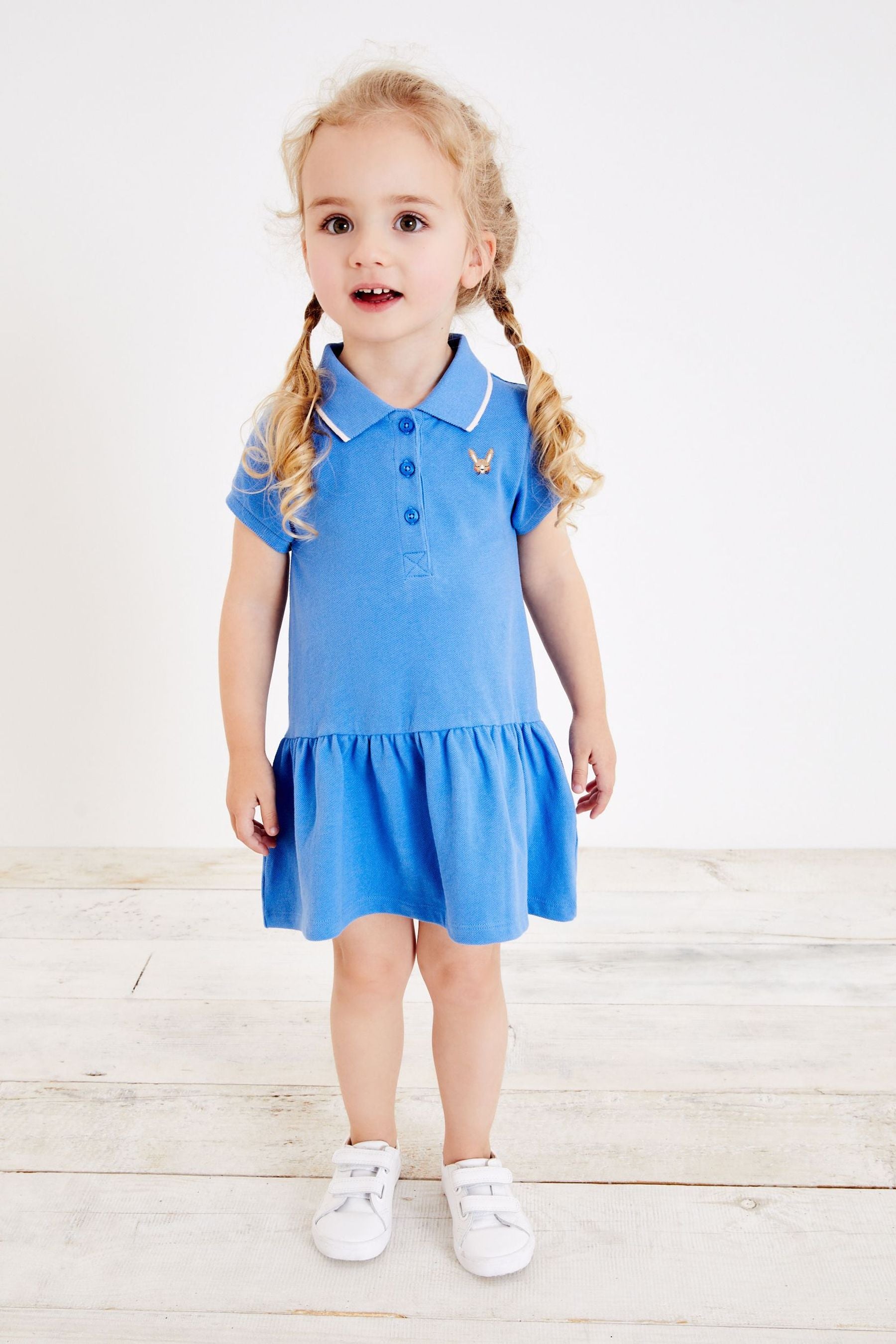 Bright Blue Pique Polo Dress (3mths-7yrs)