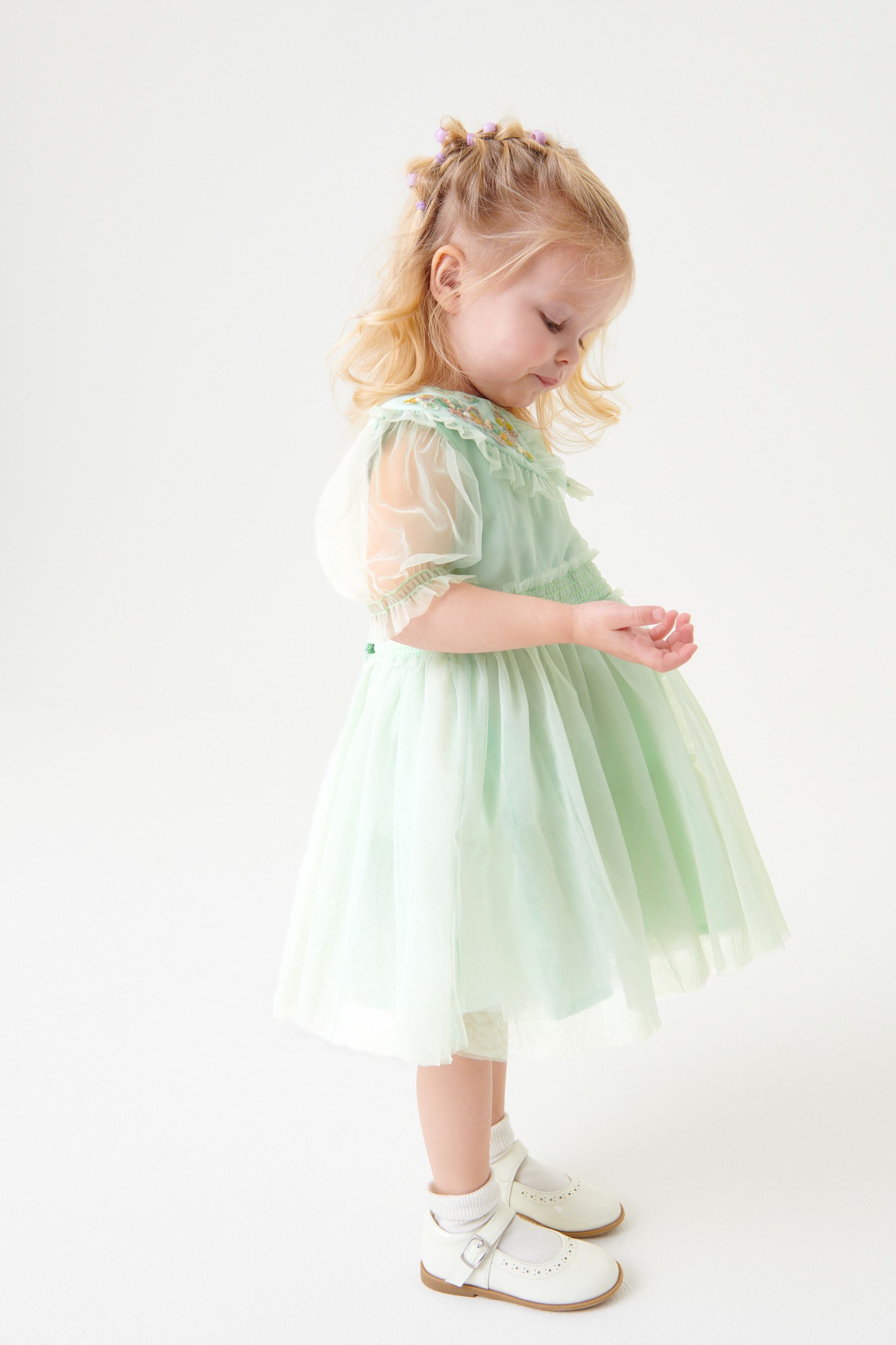 Mint Green Embellished Mesh Collar Dress (3mths-8yrs)