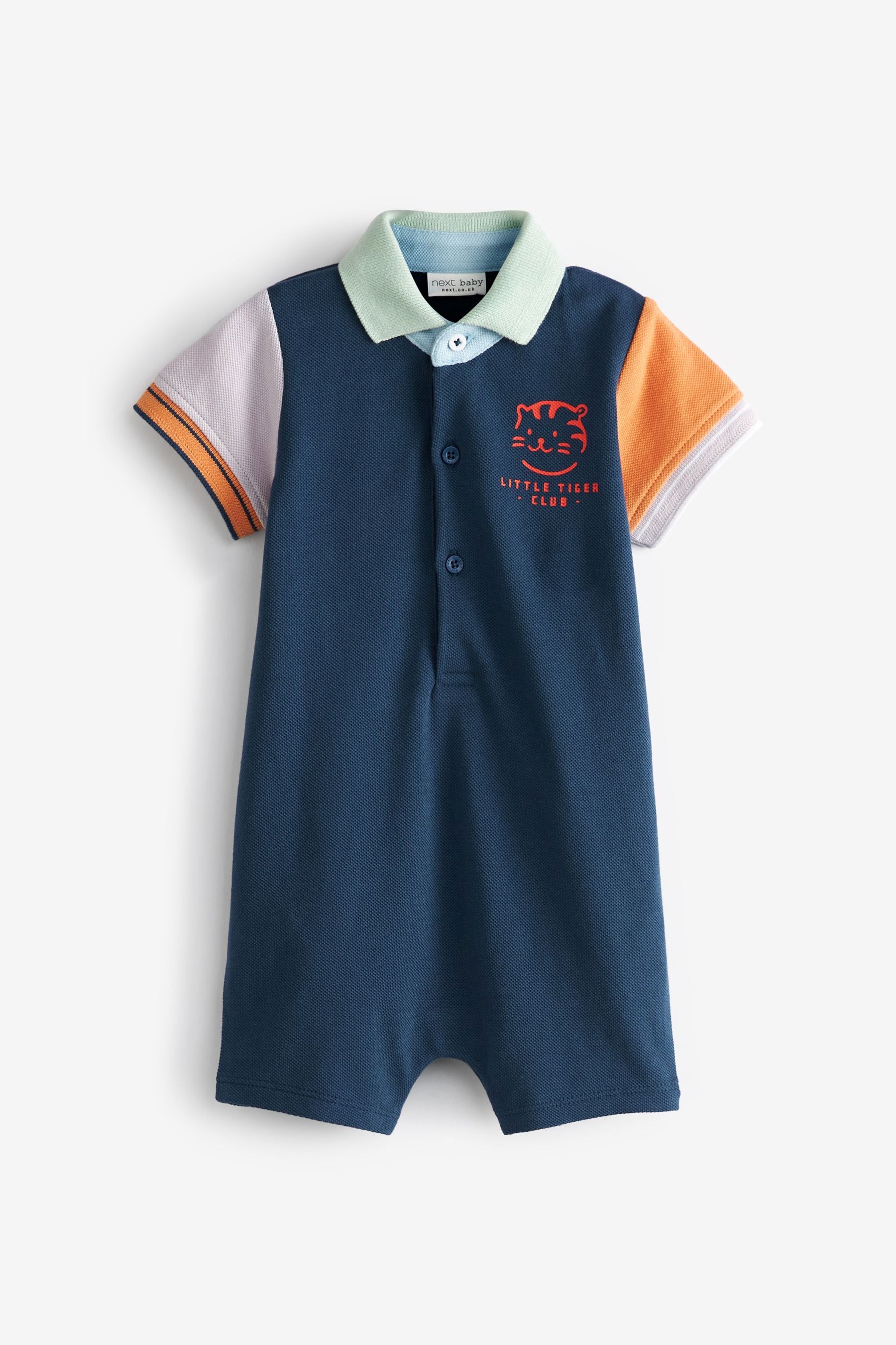 Navy Blue Colourblock Baby 2 Pack Rompers (0mths-3yrs)