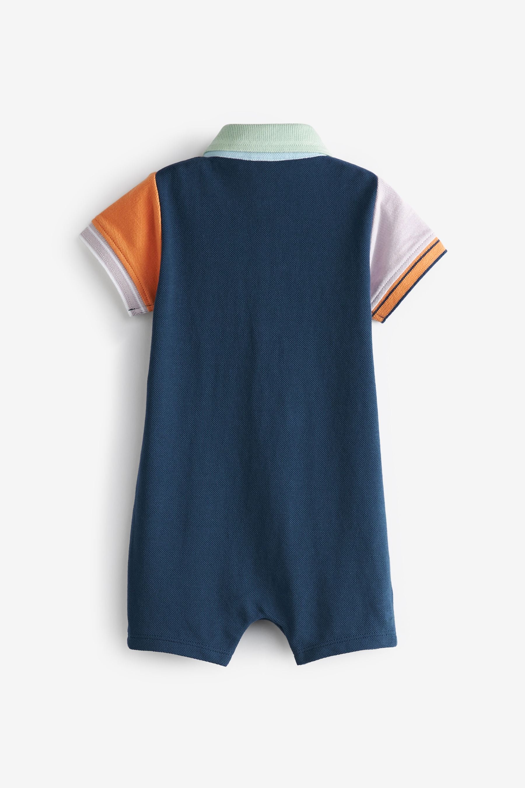 Navy Blue Colourblock Baby 2 Pack Rompers (0mths-3yrs)