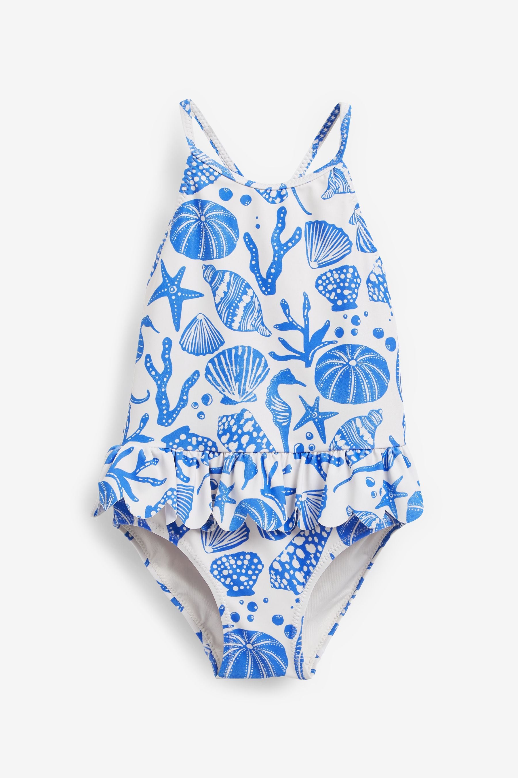 White/Blue Skirted Swimsuit (3mths-7yrs)