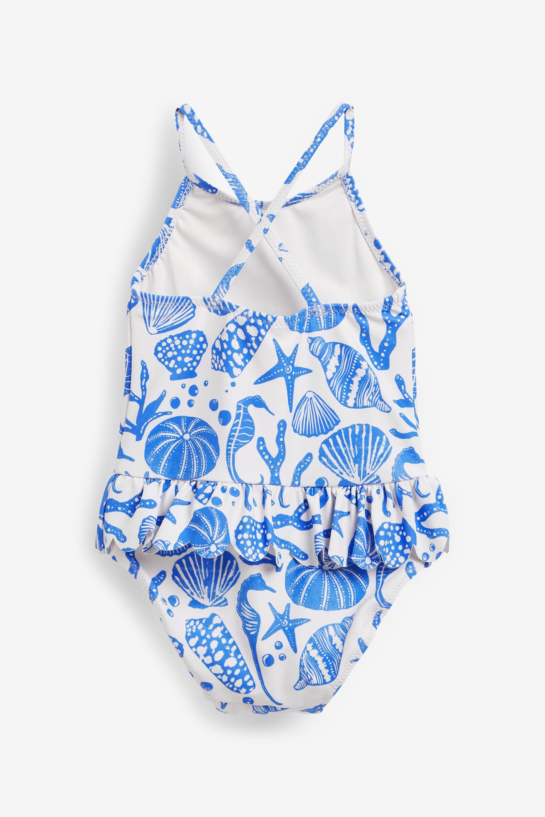 White/Blue Skirted Swimsuit (3mths-7yrs)