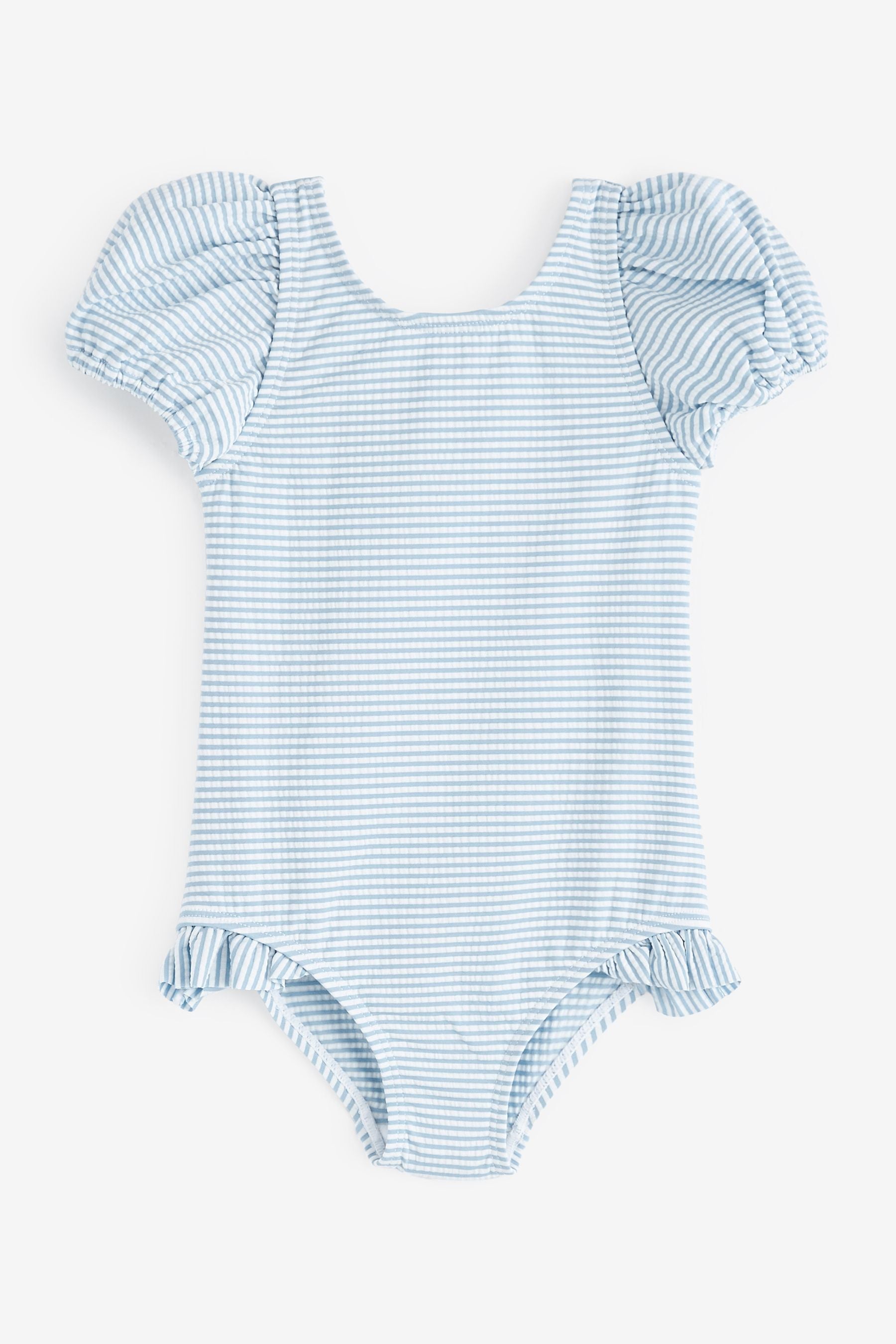 Blue/Ecru White Textured Stripe Swimsuit (3mths-7yrs)